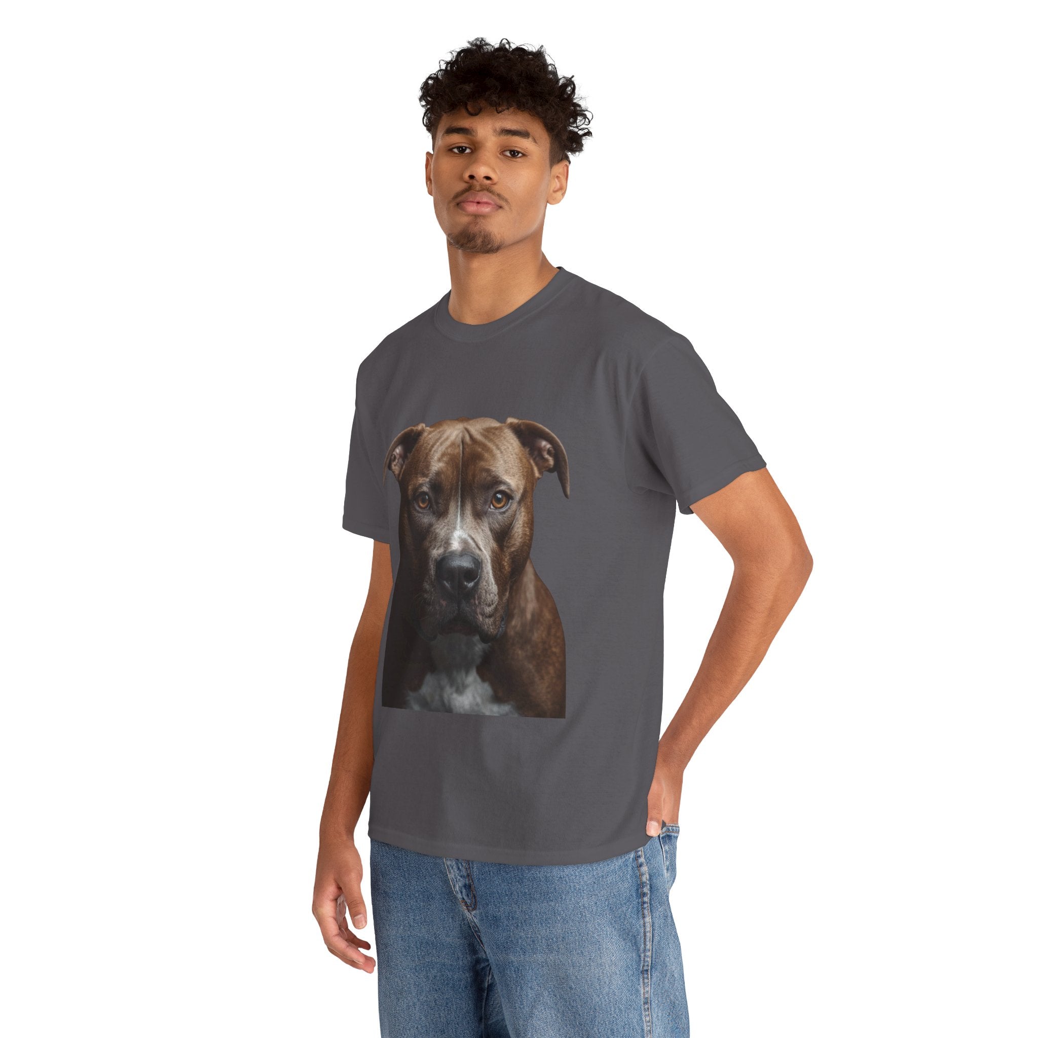 Pit Bull Portrait T-Shirt — Realistic Dog Face Tee for Dog Lovers