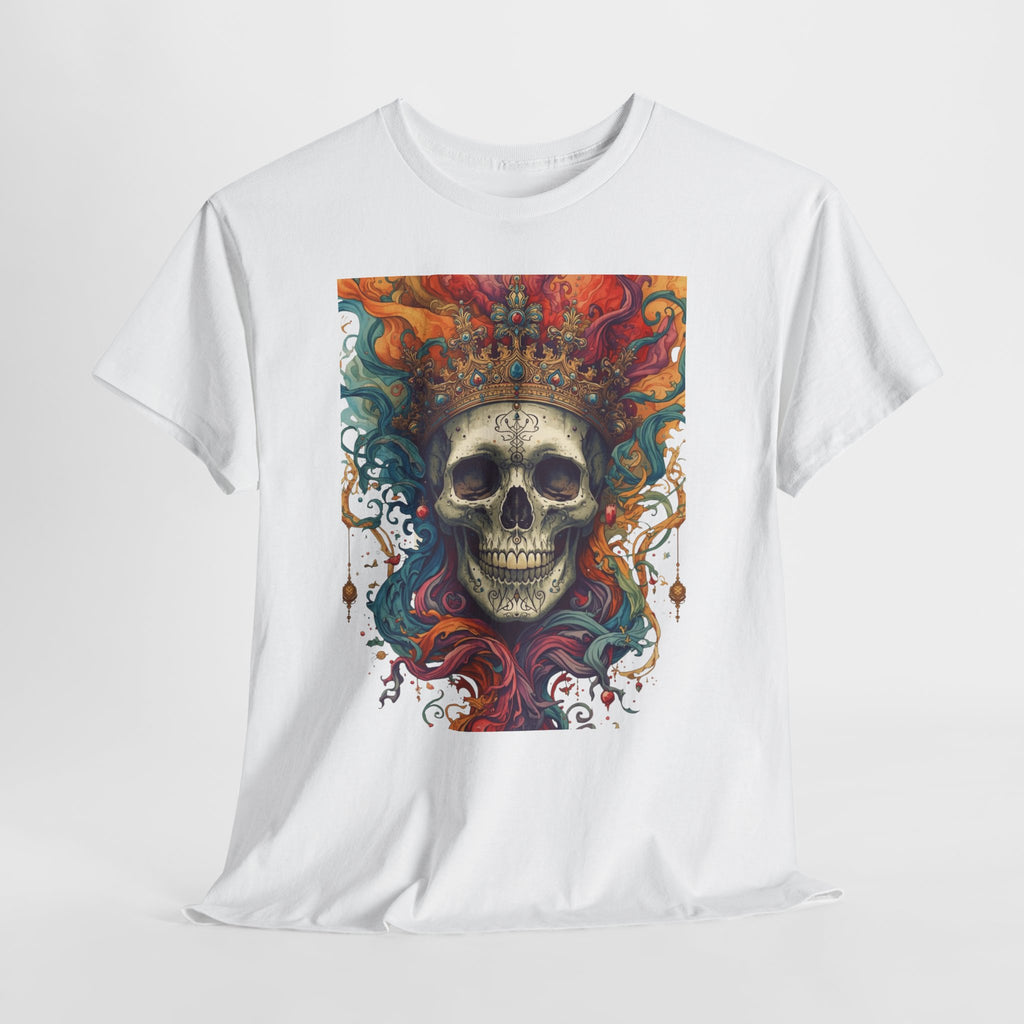 Skull King T-Shirt — Colorful Crowned Skull Graphic Tee for Rock, Gothic & Halloween
