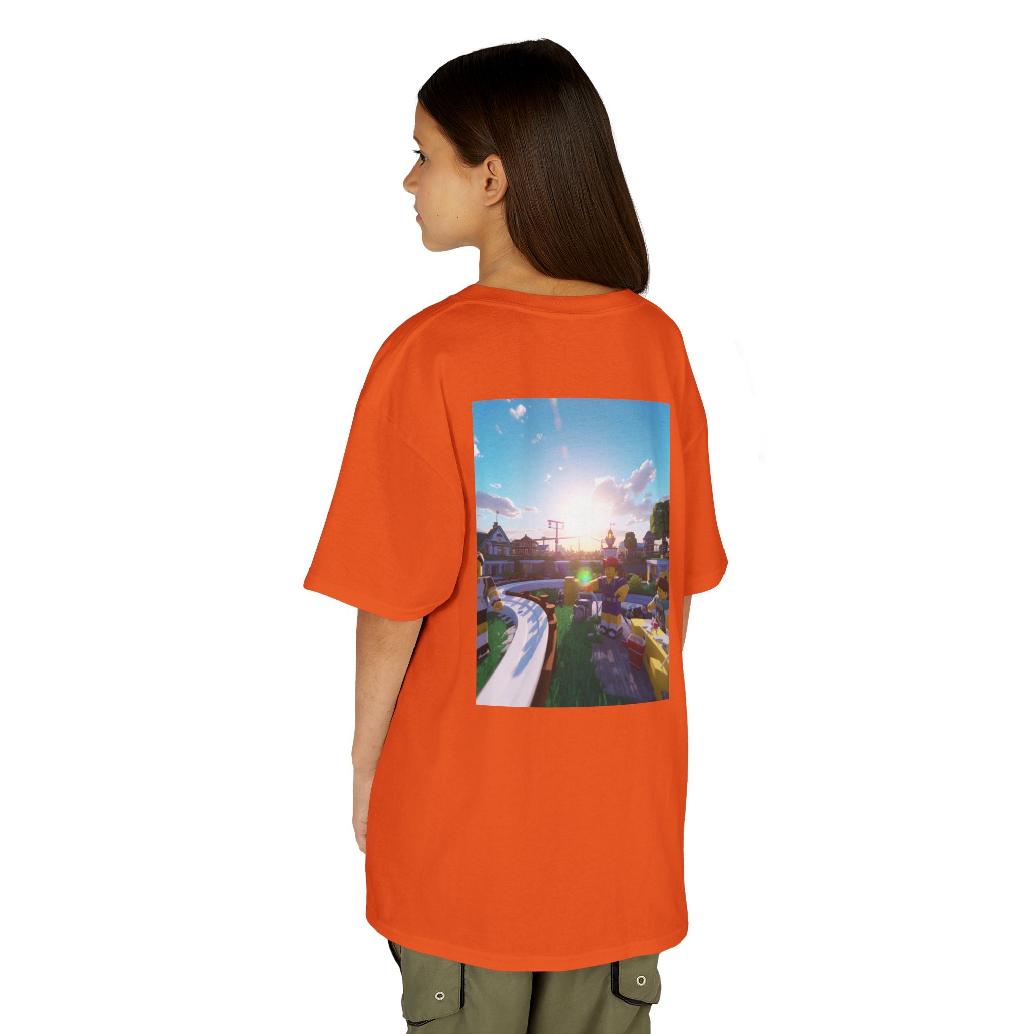 Kids Tee — Colorful Sunset Neighborhood Illustration