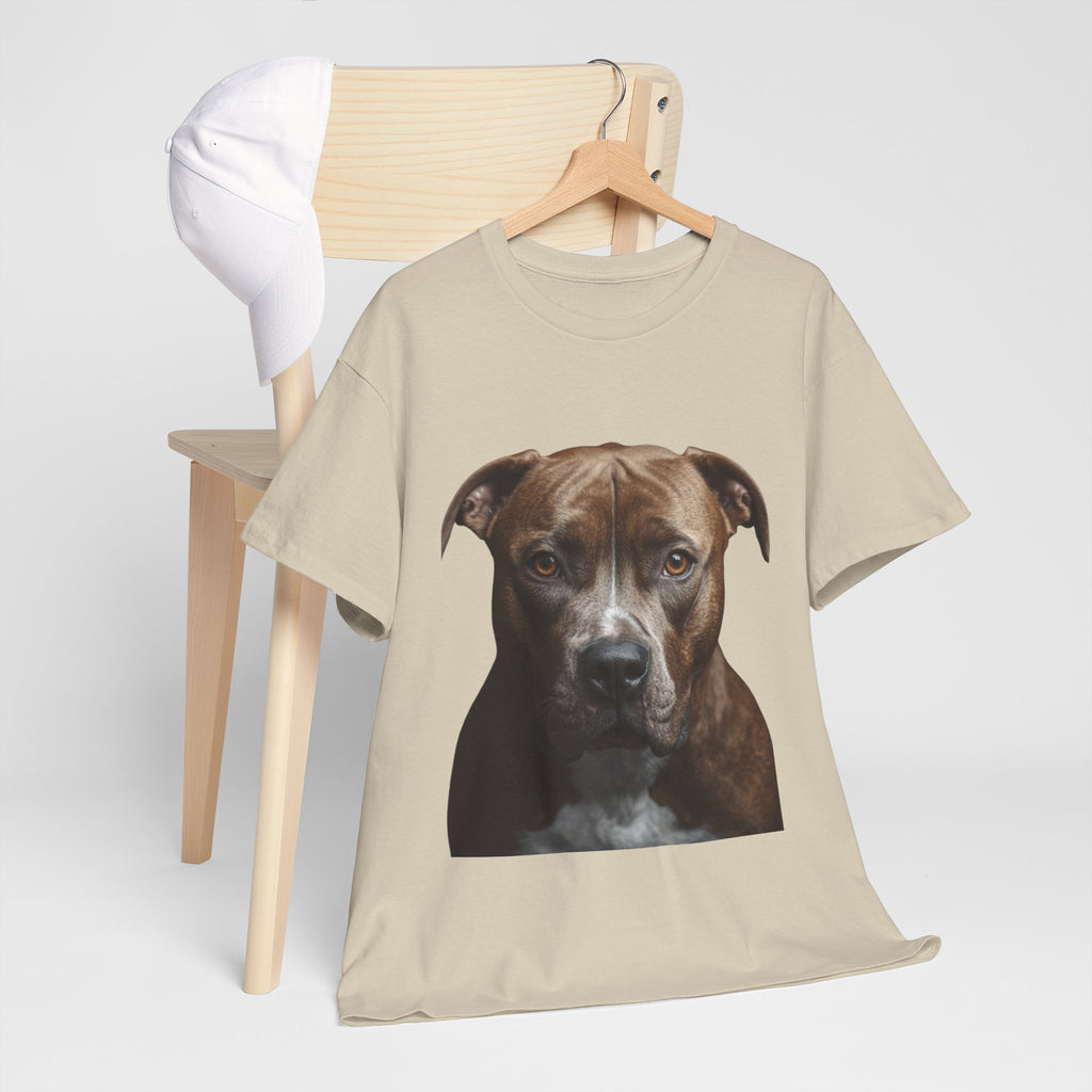 Pit Bull Portrait T-Shirt — Realistic Dog Face Tee for Dog Lovers