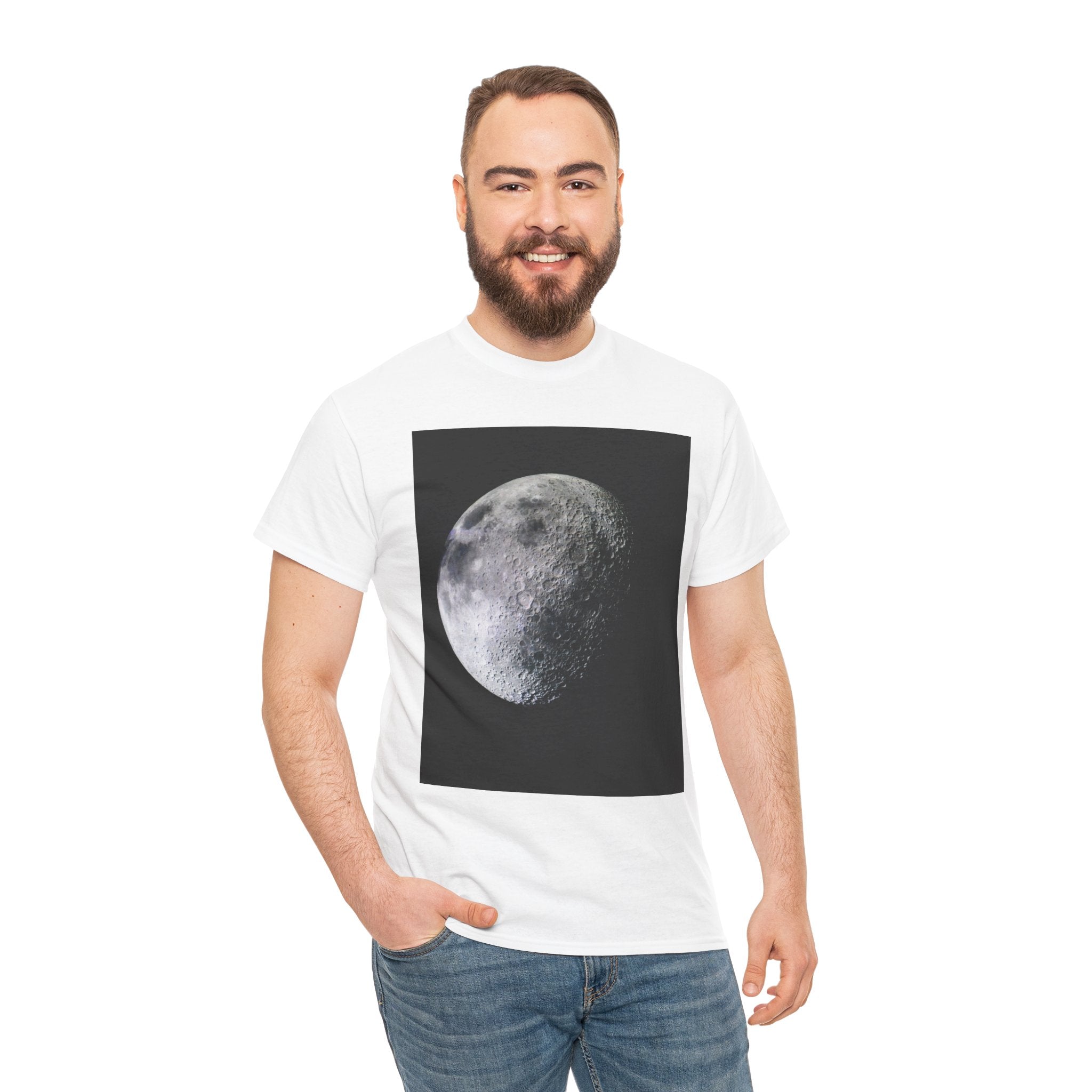 Moon Phase Tee — Realistic Half Moon Graphic T-Shirt