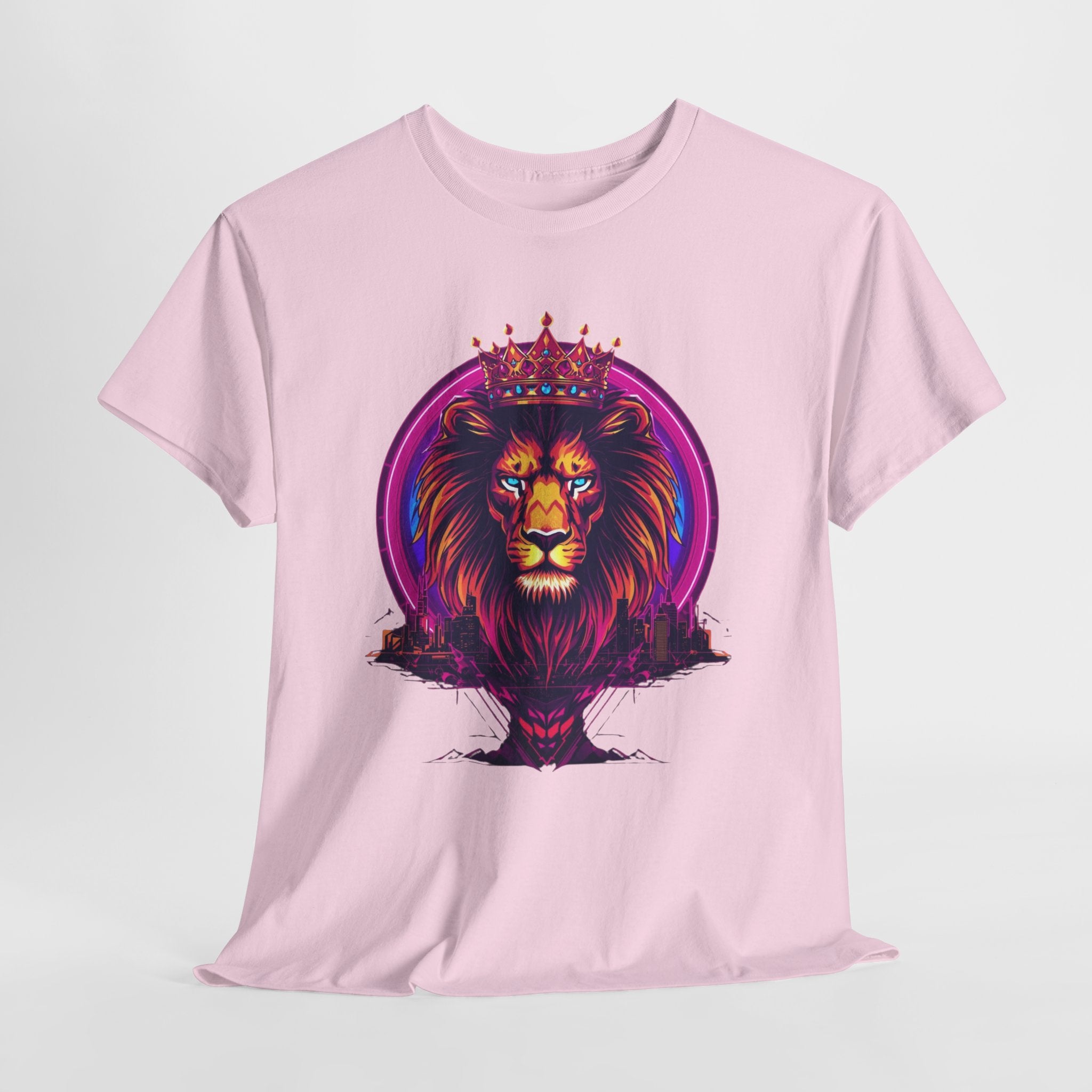 Lion King Crown T-Shirt — Vibrant Neon Lion Graphic Tee
