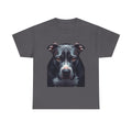 Pitbull Portrait T-Shirt — Realistic Black Dog Face Tee for Dog Lovers