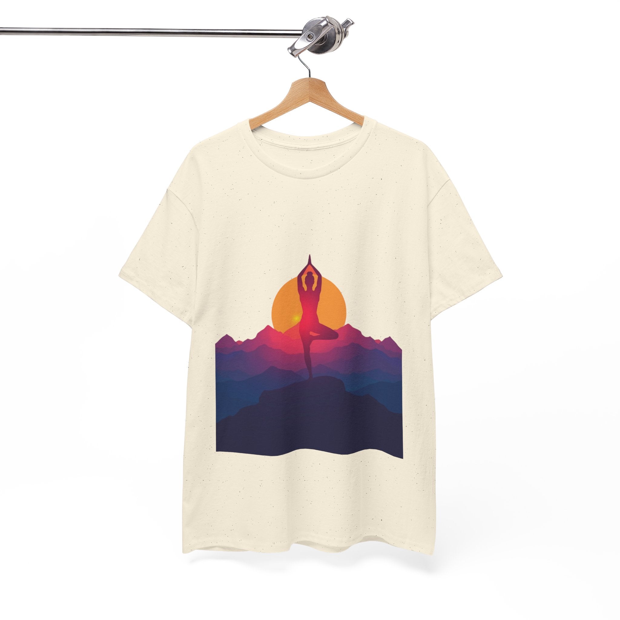 Yoga Sunset Tee — Mountain Sunrise Meditation Graphic T-Shirt