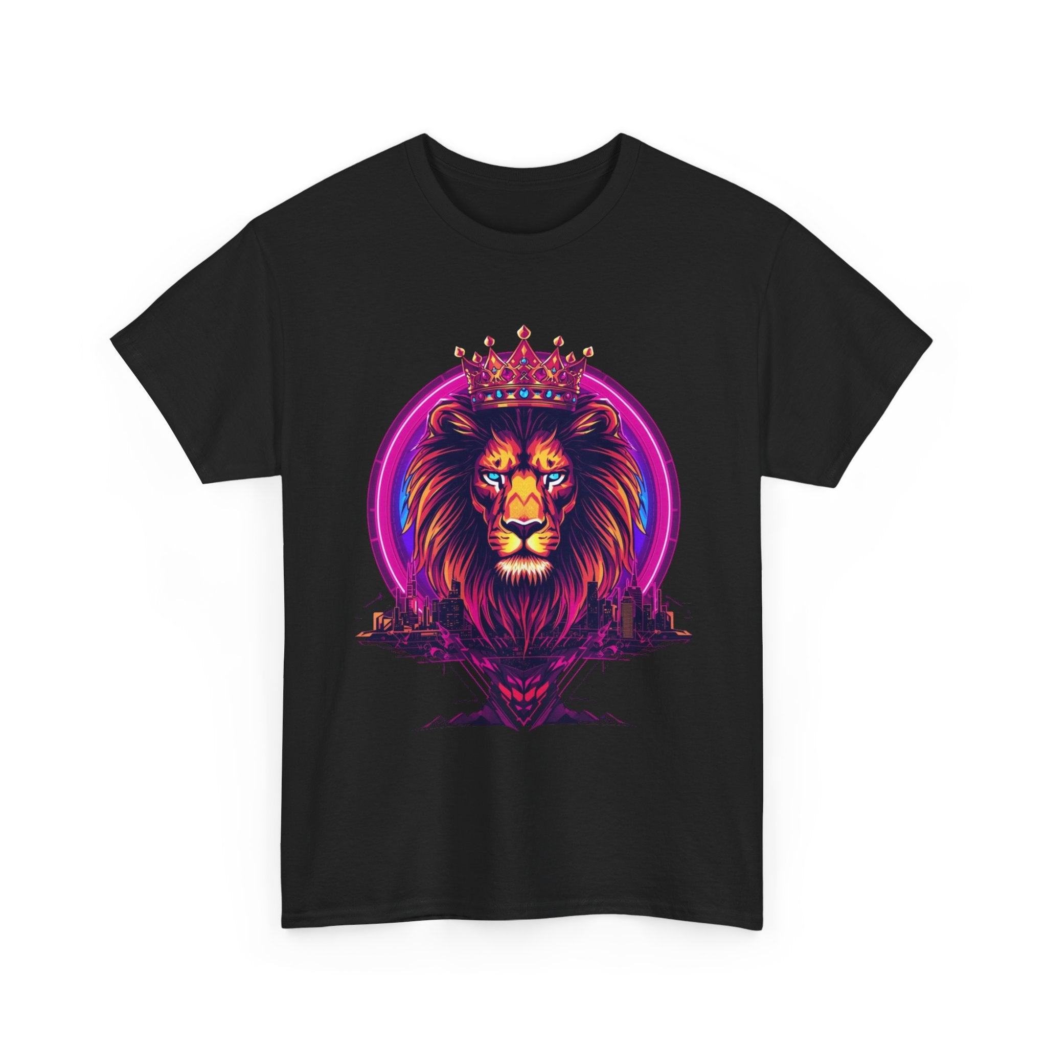 Lion King Crown T-Shirt — Vibrant Neon Lion Graphic Tee