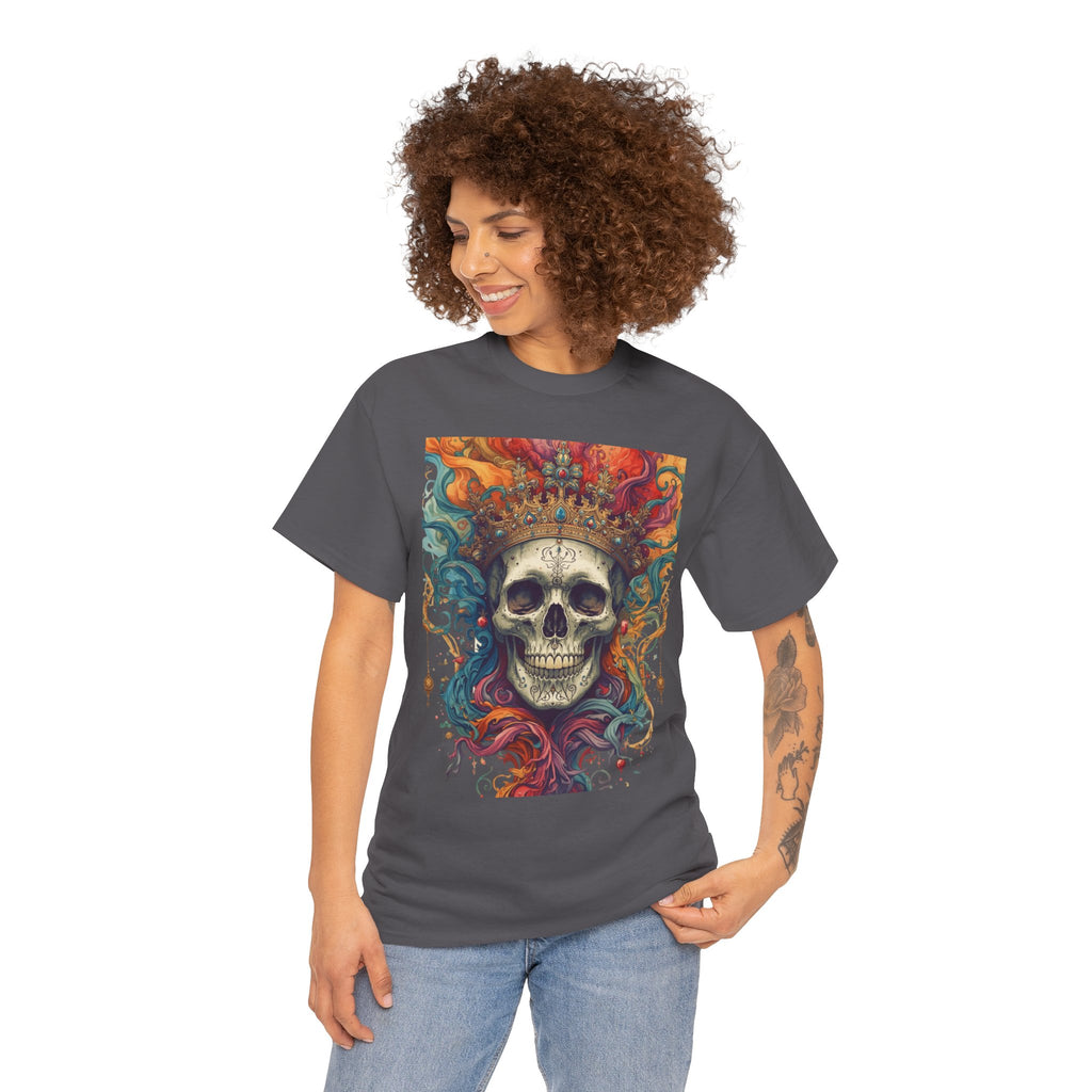 Skull King T-Shirt — Colorful Crowned Skull Graphic Tee for Rock, Gothic & Halloween
