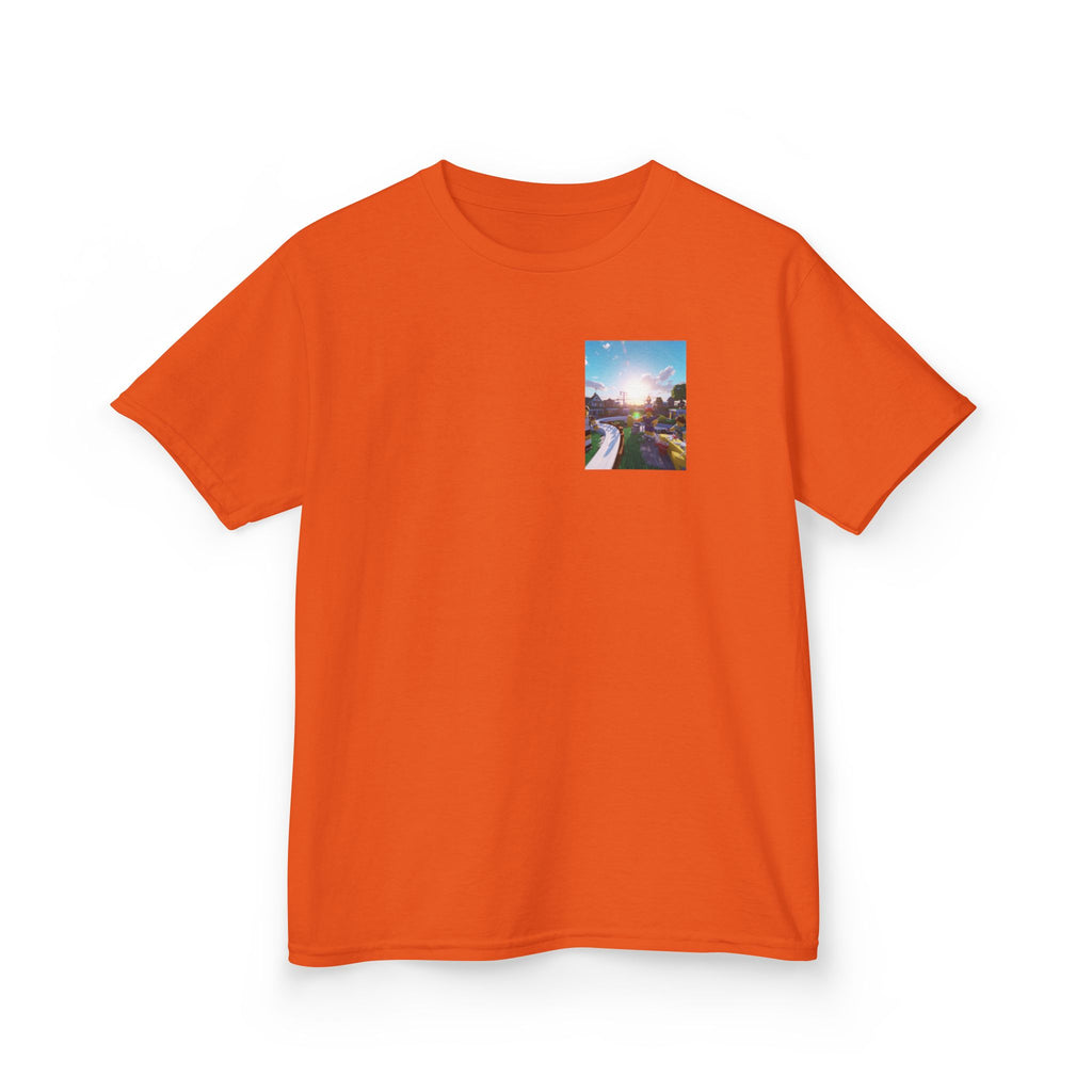 Kids Tee — Colorful Sunset Neighborhood Illustration