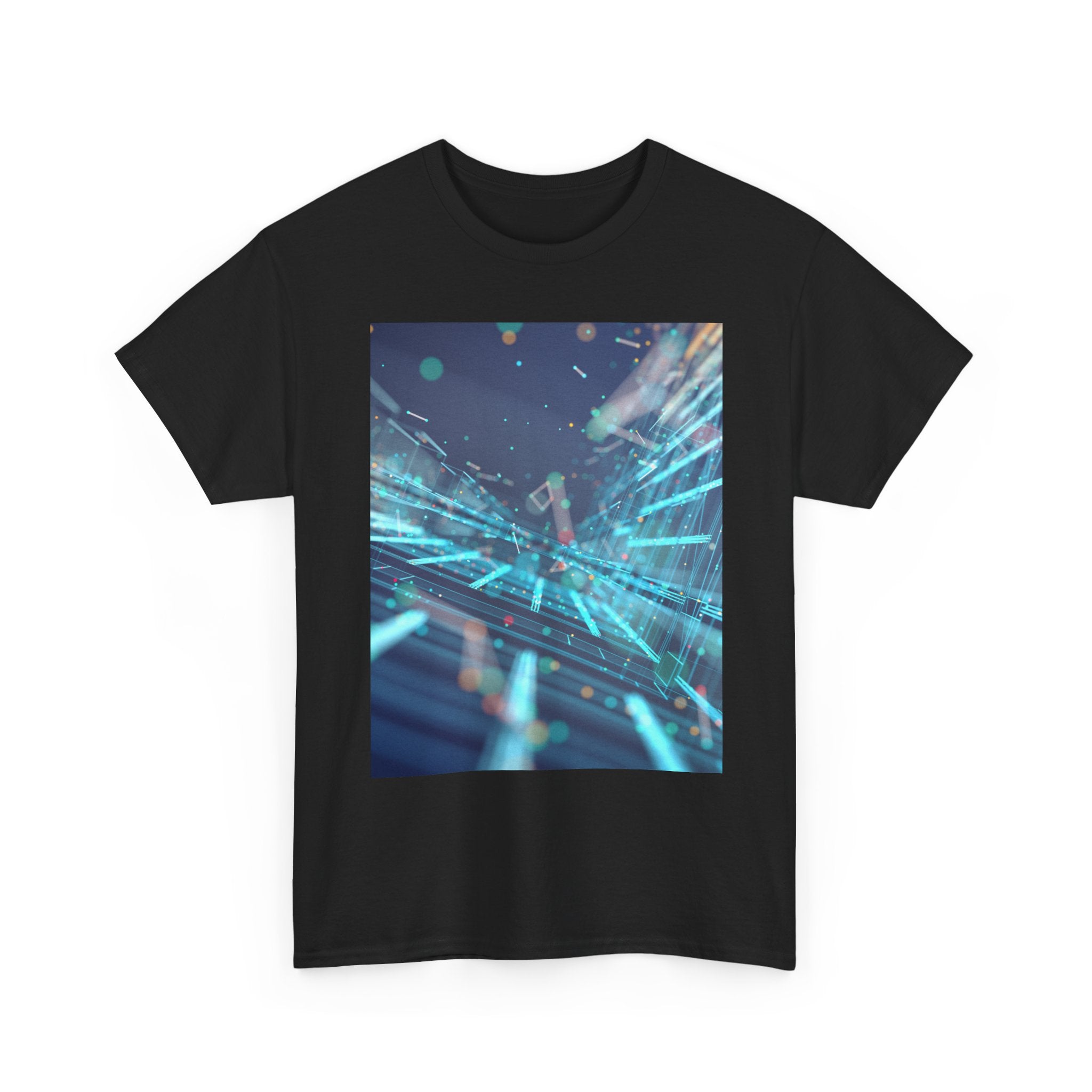 Cyber Grid Tee — Futuristic Neon Tech Graphic T-Shirt