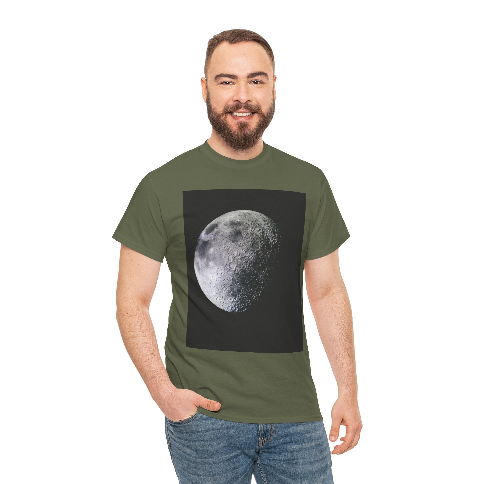 Moon Phase Tee — Realistic Half Moon Graphic T-Shirt