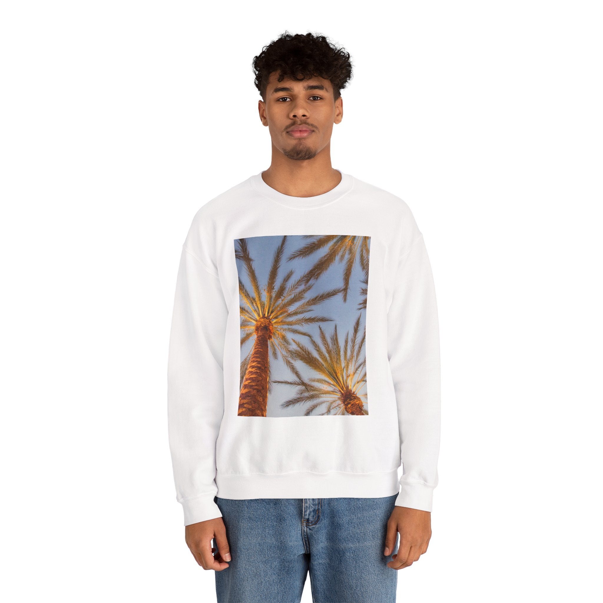 Palm Trees Crewneck Sweatshirt — Vintage Sunset California Vibe