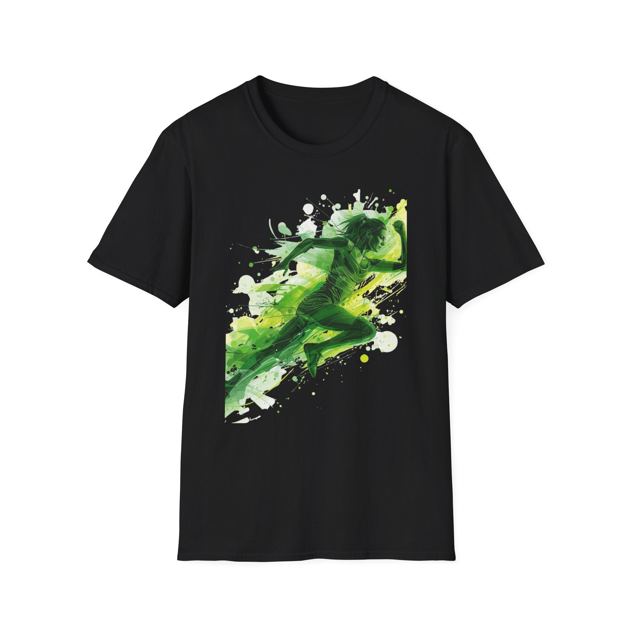 Runner Silhouette T-Shirt — Green Abstract Athletic Art