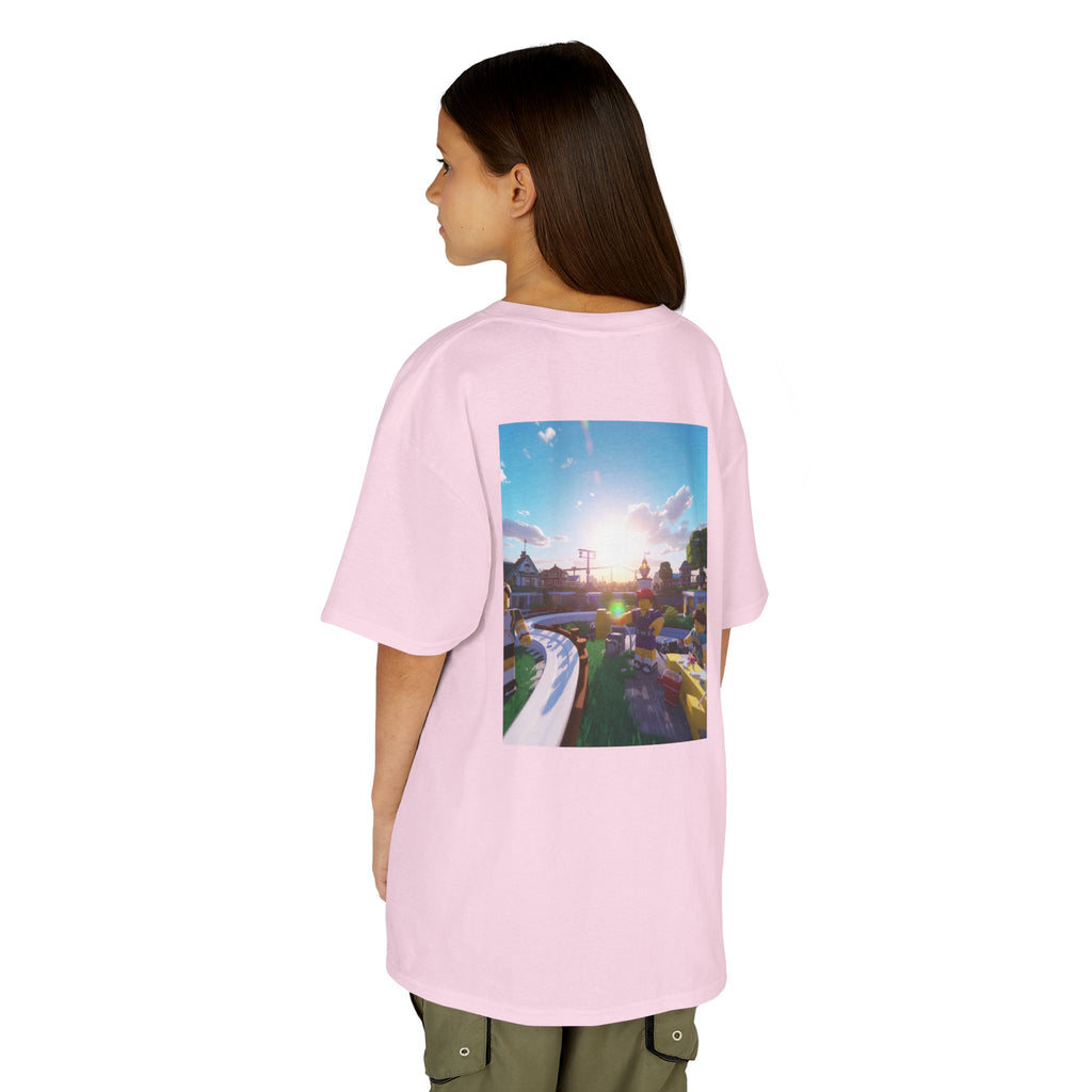 Kids Tee — Colorful Sunset Neighborhood Illustration