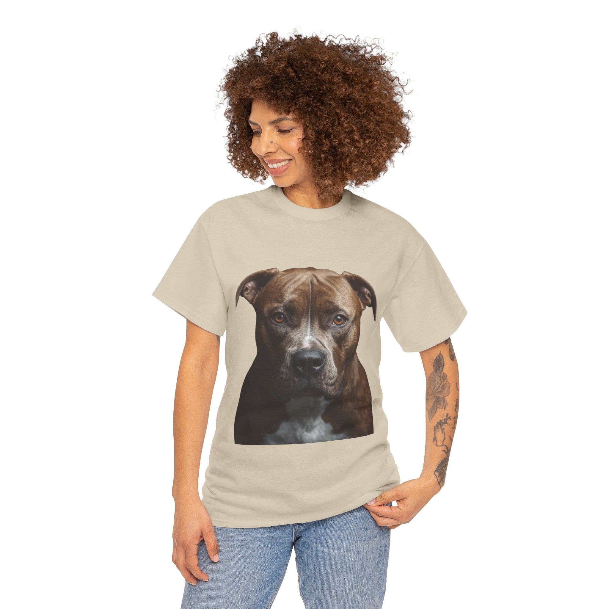 Pit Bull Portrait T-Shirt — Realistic Dog Face Tee for Dog Lovers