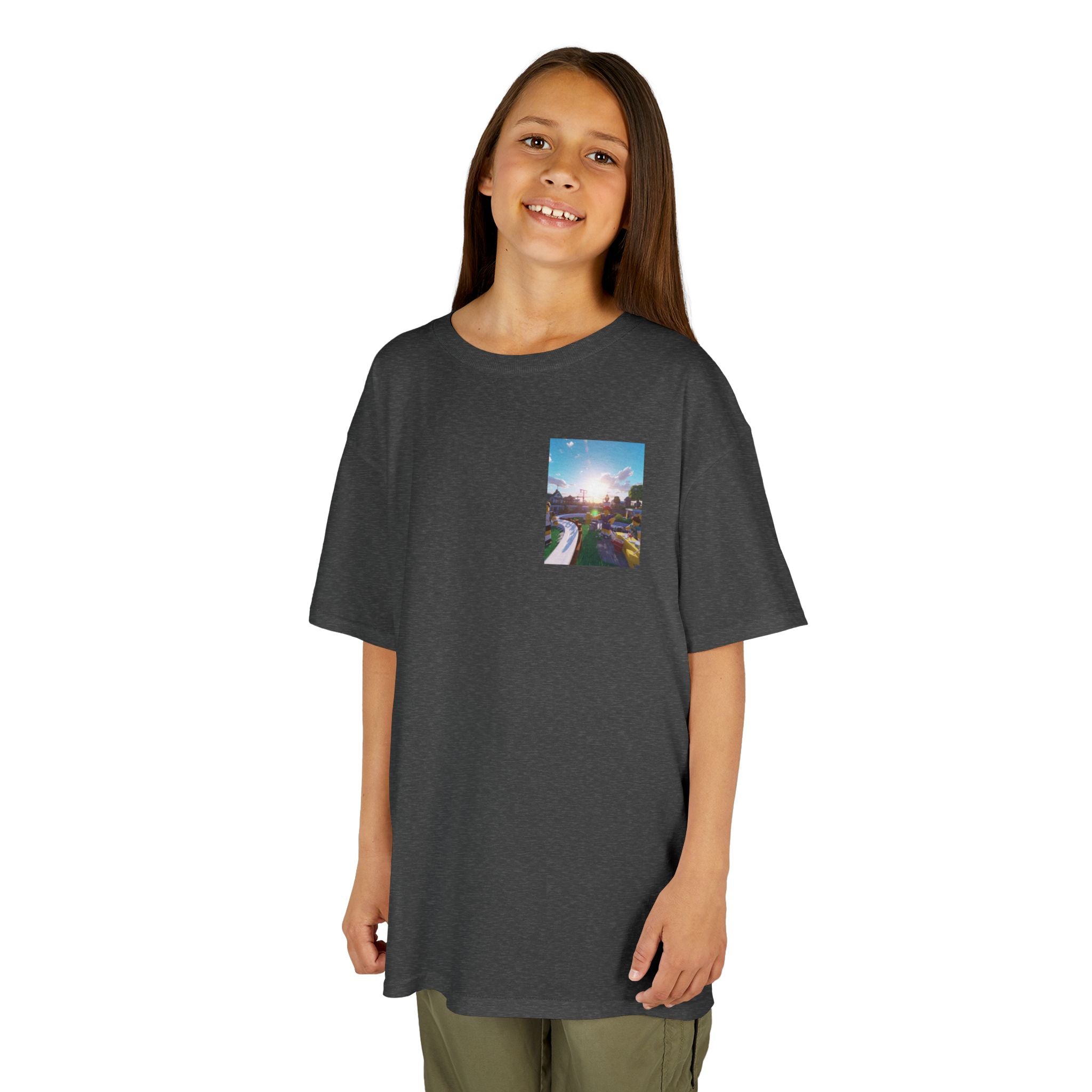 Kids Tee — Colorful Sunset Neighborhood Illustration