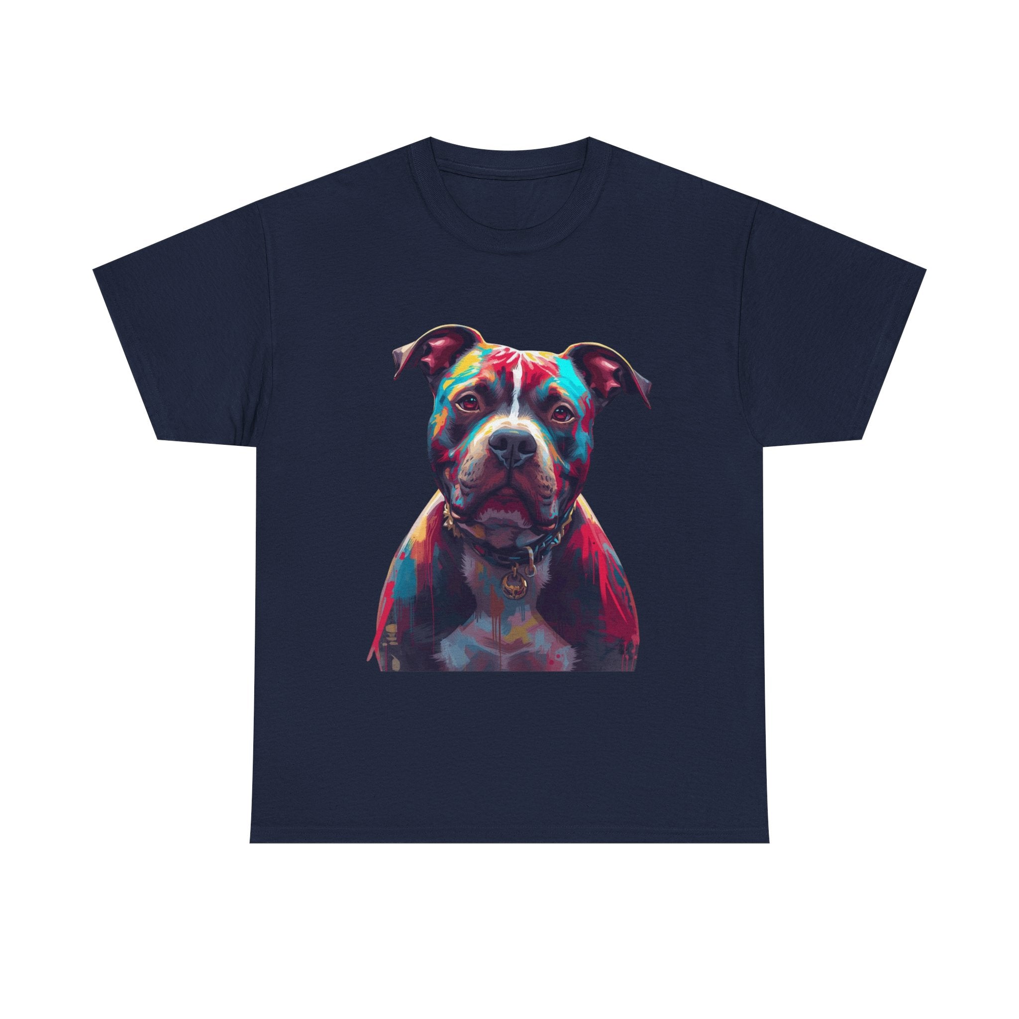 Colorful Pitbull Portrait T-Shirt — Vibrant Dog Lover Tee