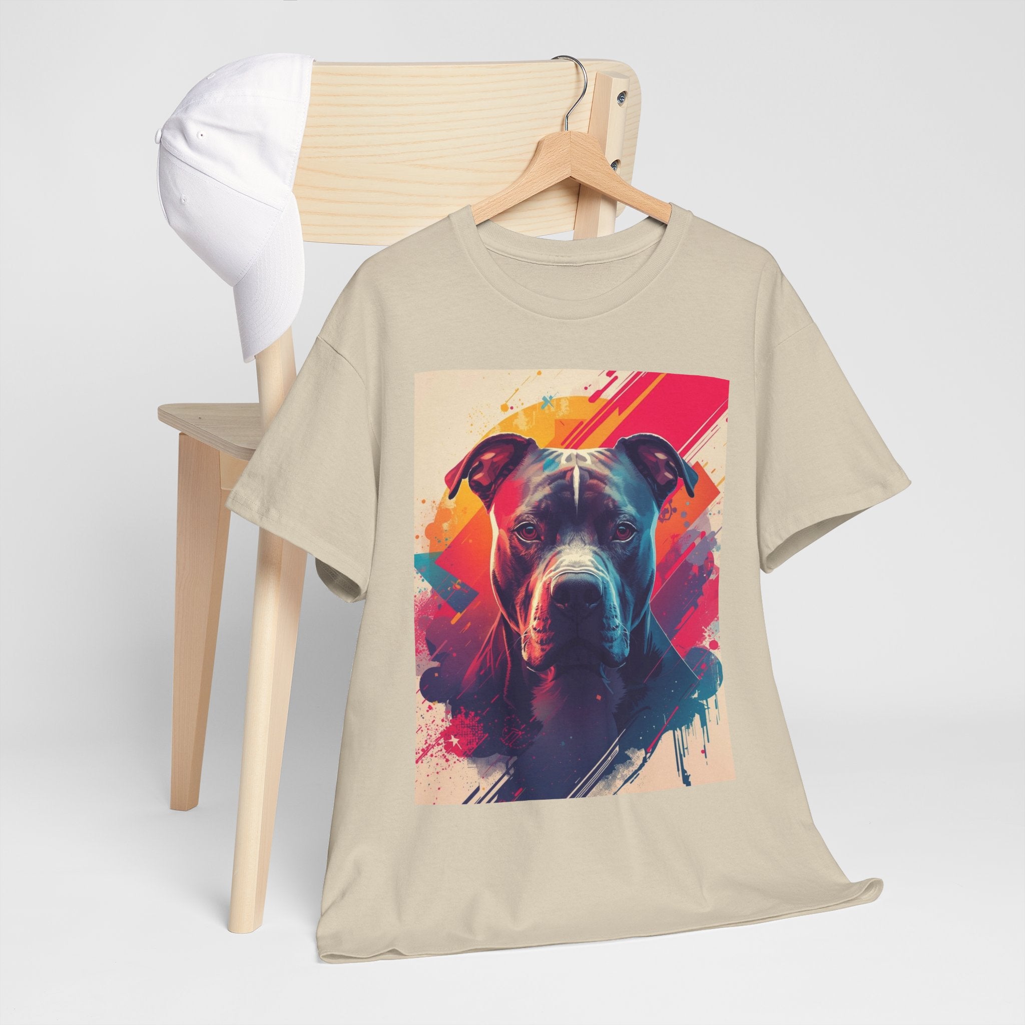 Pit Bull Pop Art T-Shirt — Colorful Abstract Dog Portrait Tee