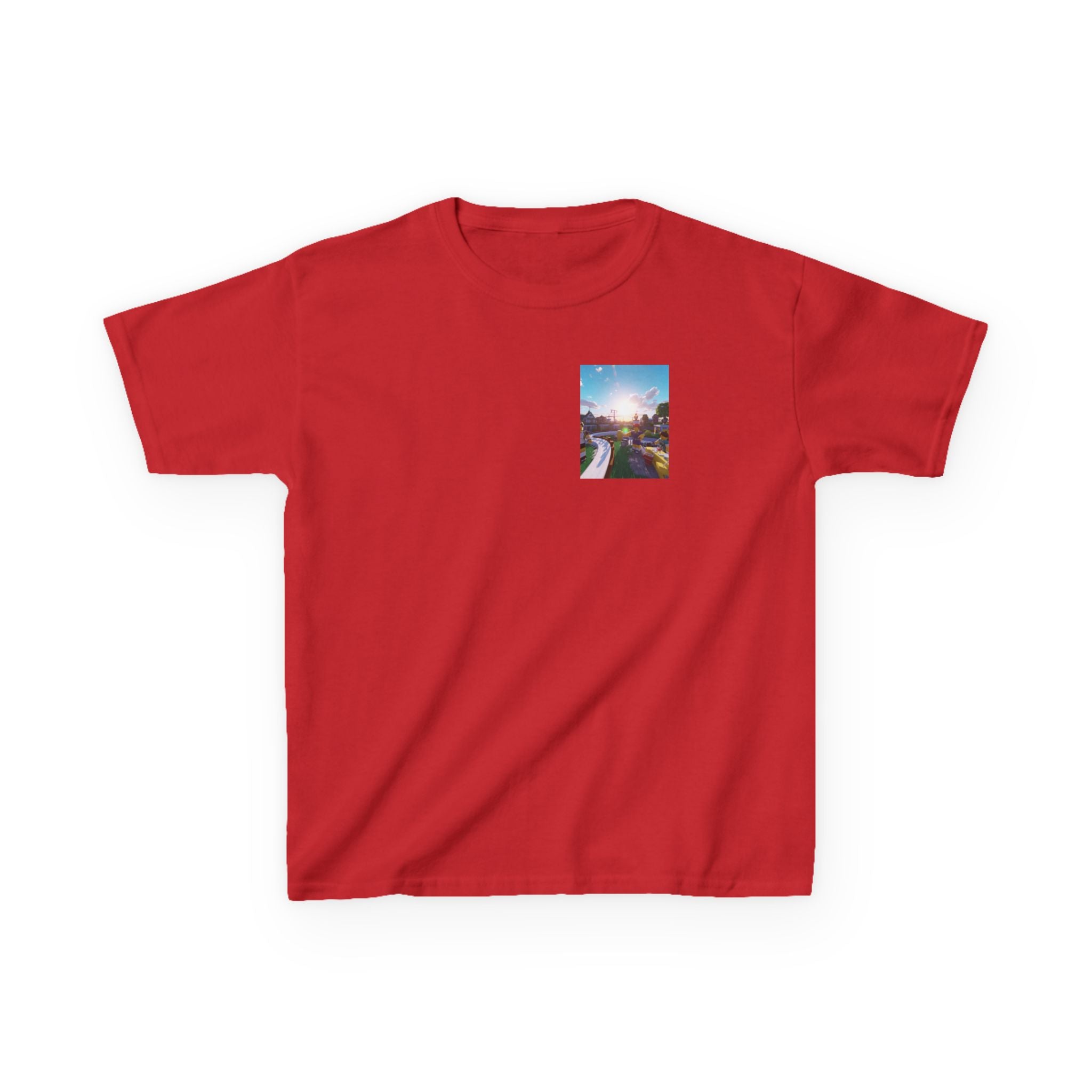Kids Tee — Colorful Sunset Neighborhood Illustration