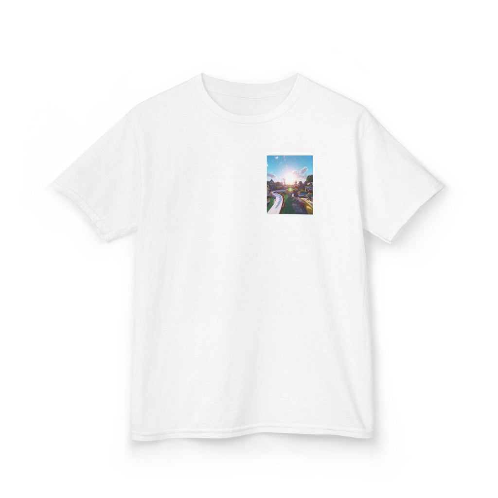 Kids Tee — Colorful Sunset Neighborhood Illustration