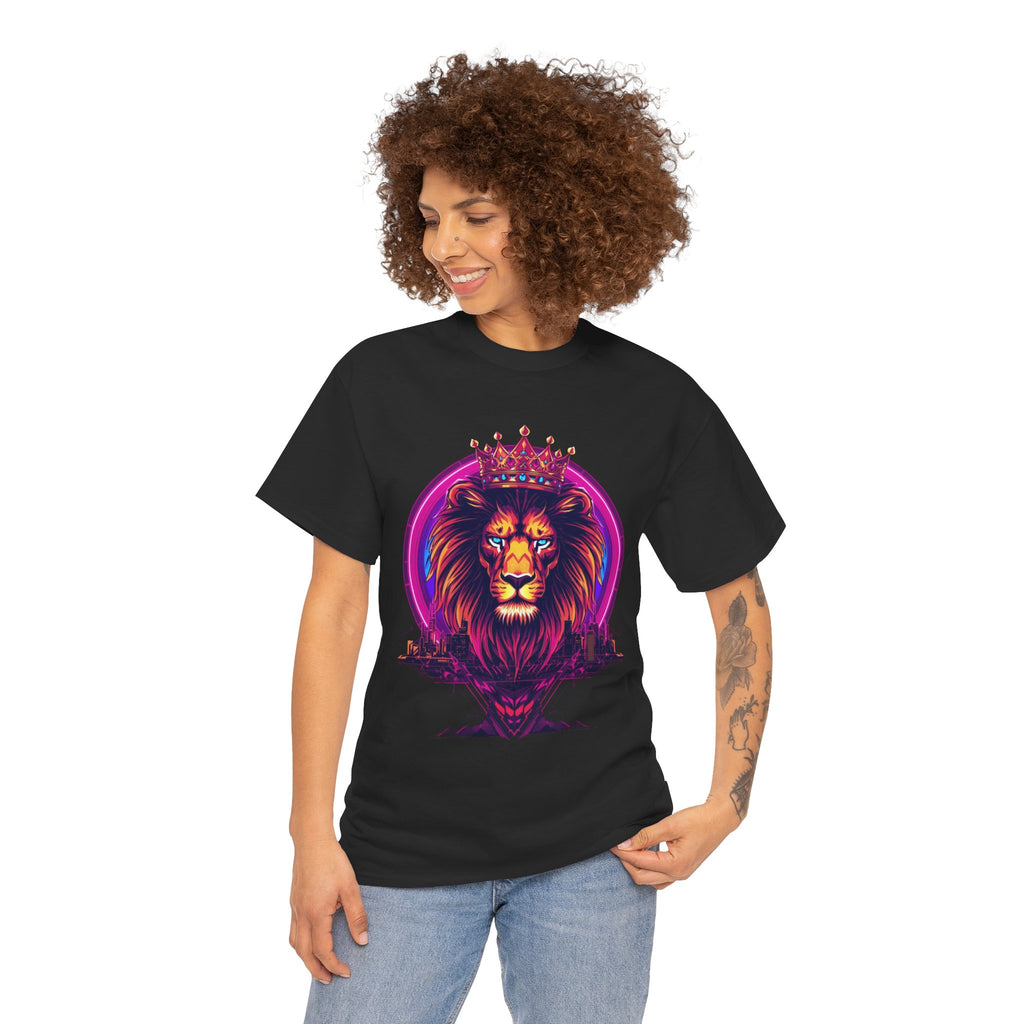 Lion King Crown T-Shirt — Vibrant Neon Lion Graphic Tee