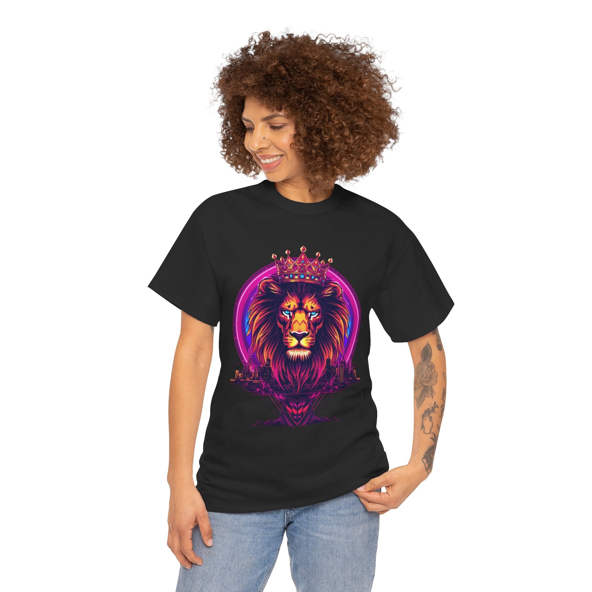 Lion King Crown T-Shirt — Vibrant Neon Lion Graphic Tee