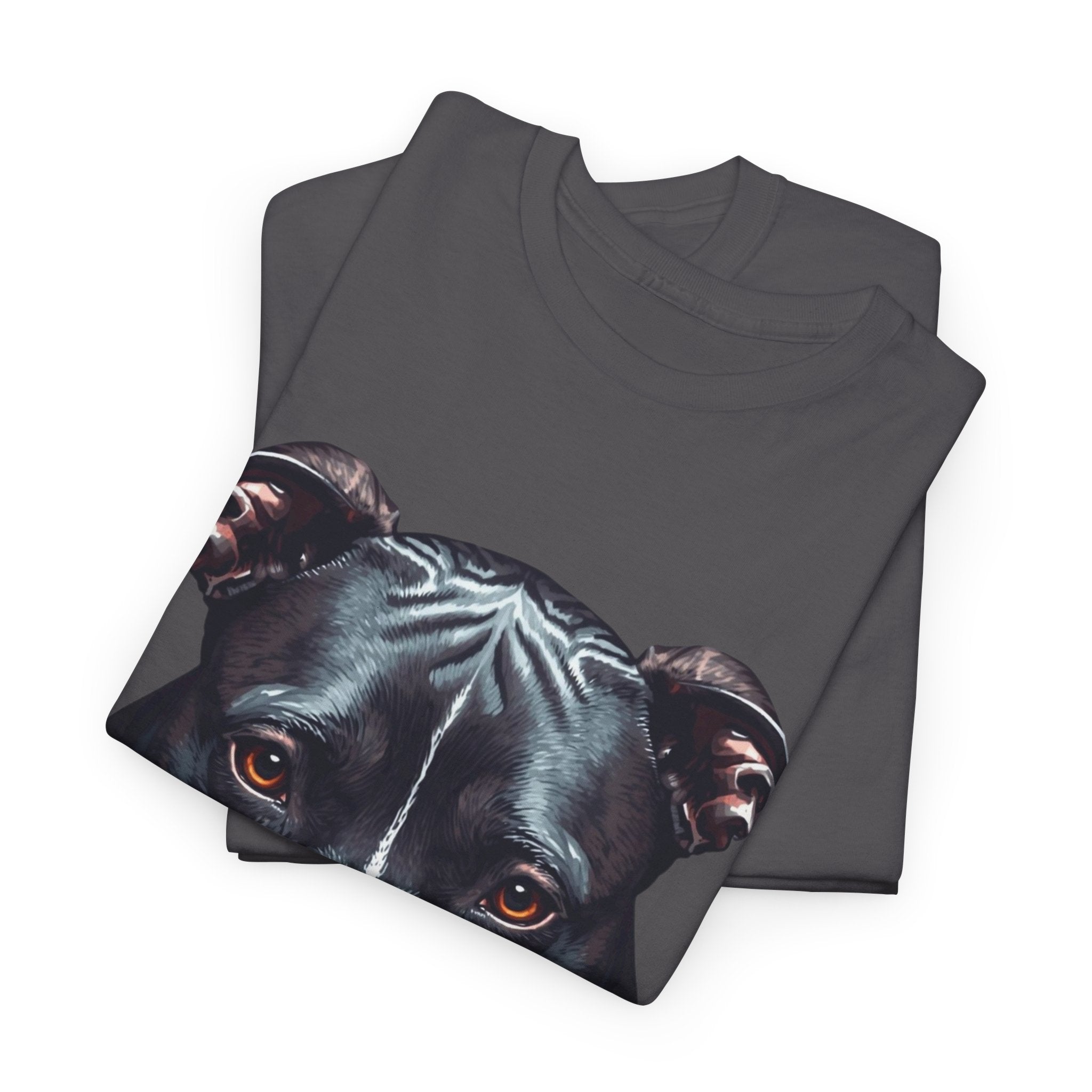 Pitbull Portrait T-Shirt — Realistic Black Dog Face Tee for Dog Lovers