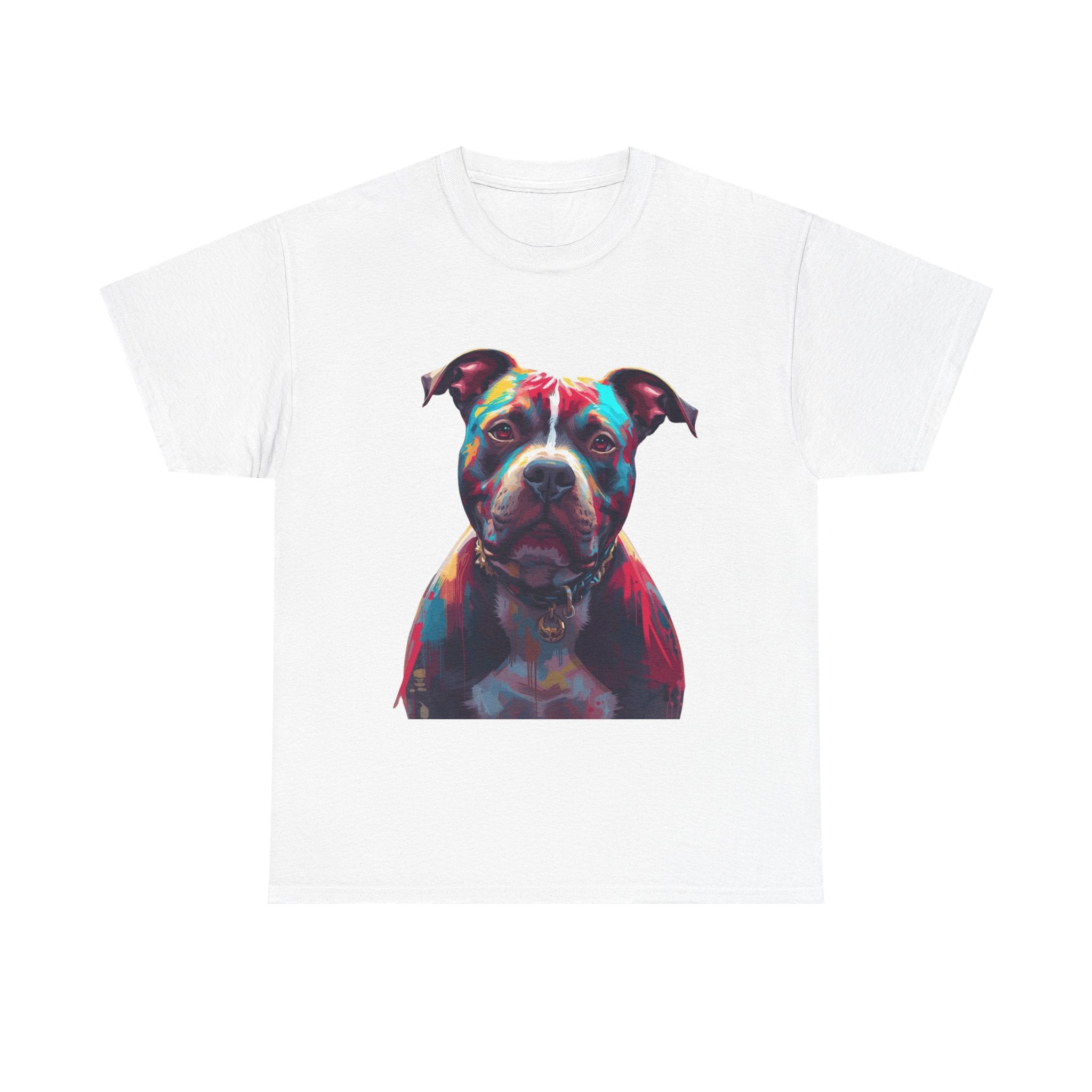 Colorful Pitbull Portrait T-Shirt — Vibrant Dog Lover Tee