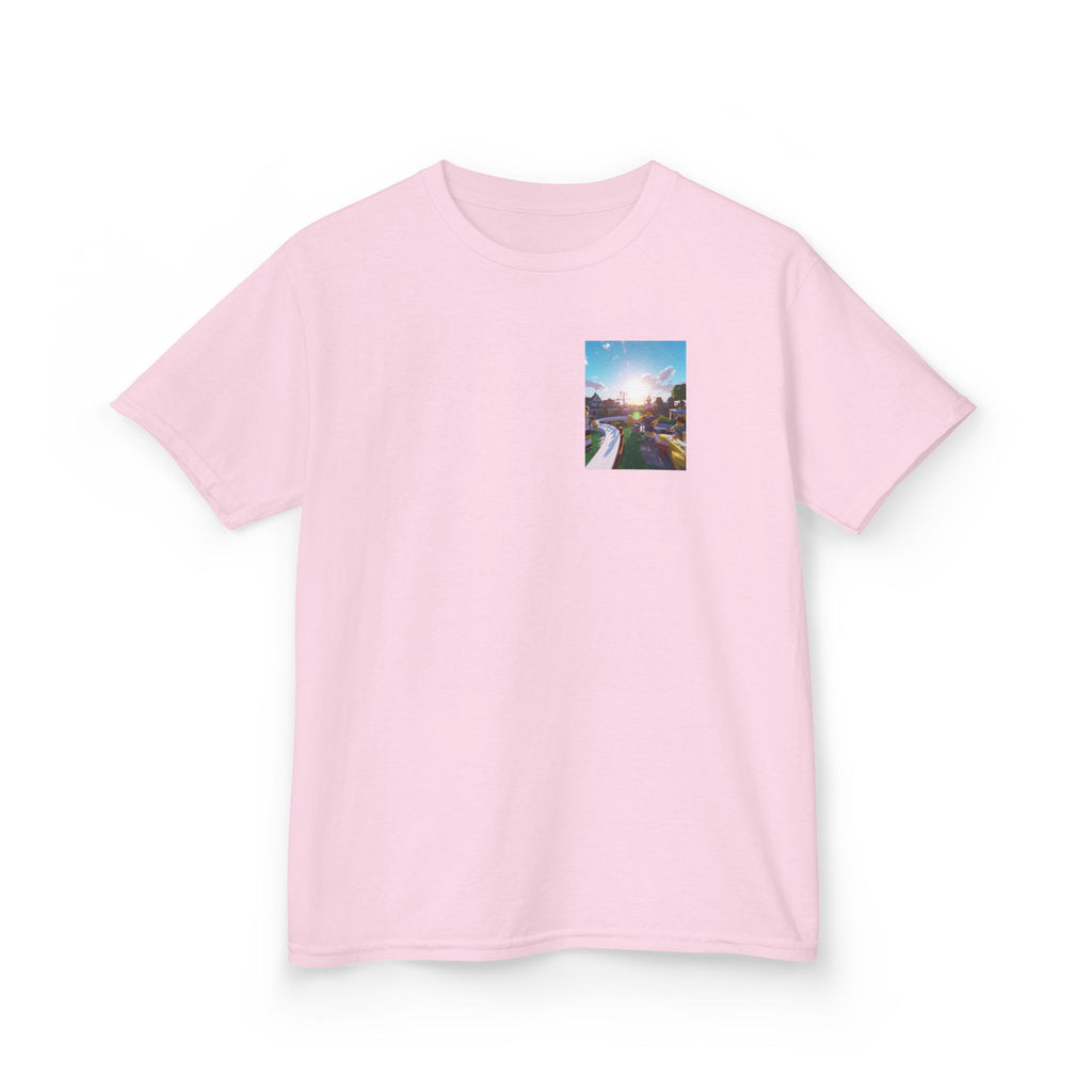 Kids Tee — Colorful Sunset Neighborhood Illustration