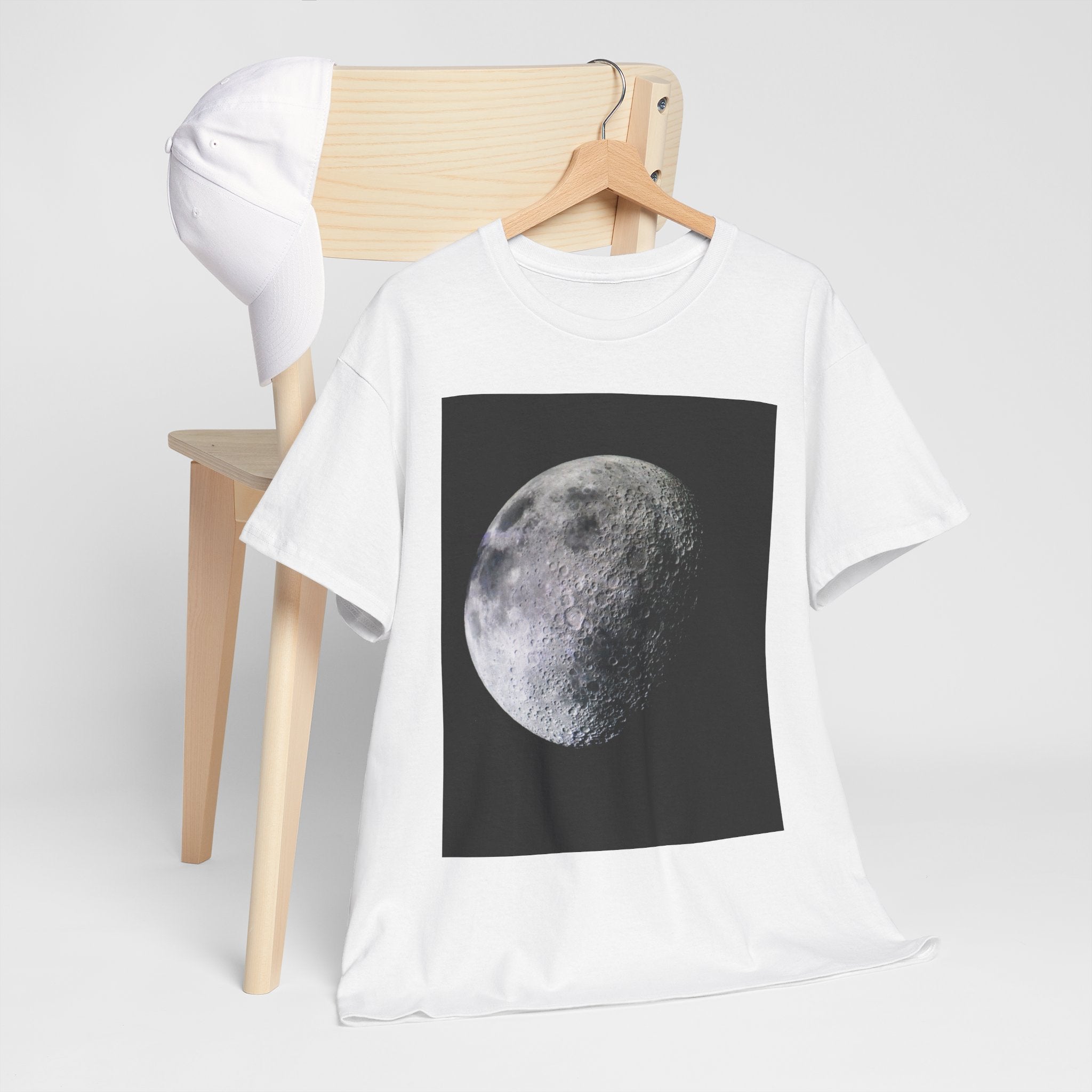 Moon Phase Tee — Realistic Half Moon Graphic T-Shirt