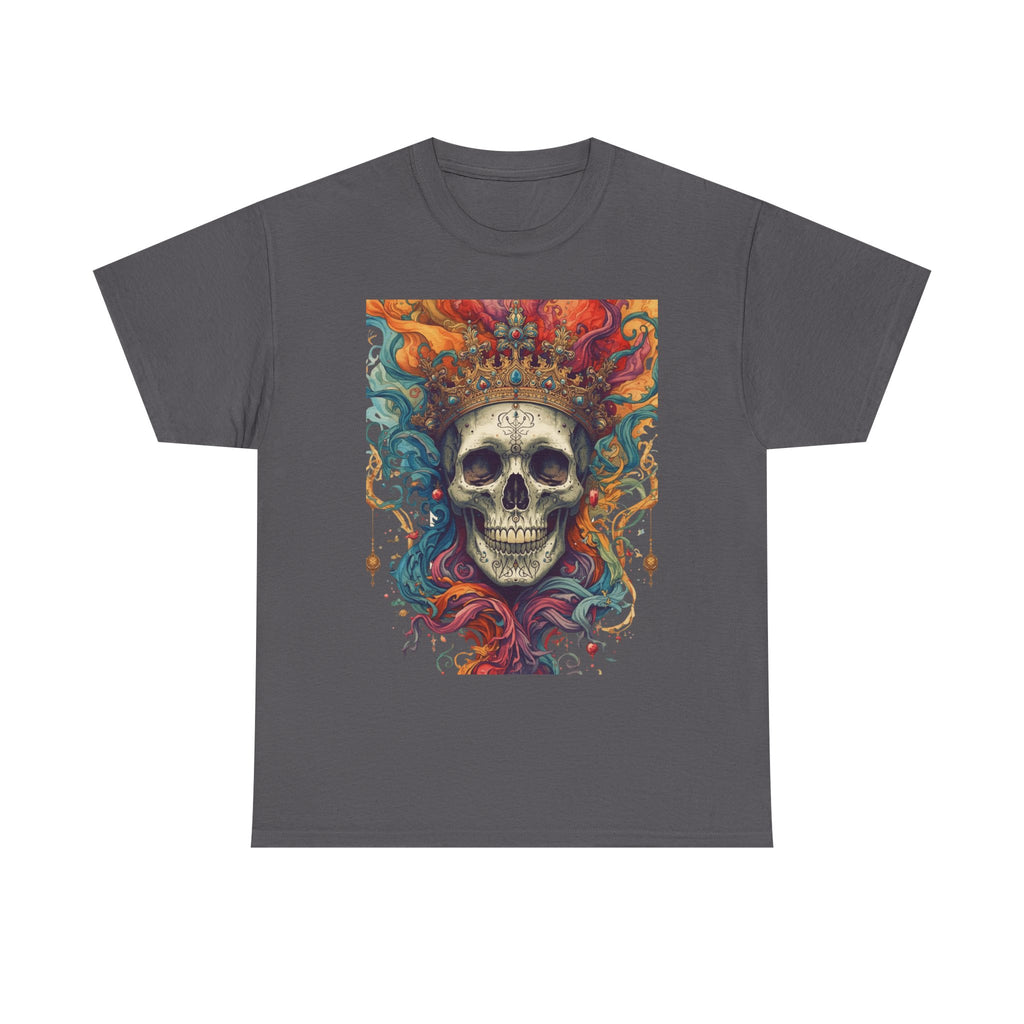 Skull King T-Shirt — Colorful Crowned Skull Graphic Tee for Rock, Gothic & Halloween