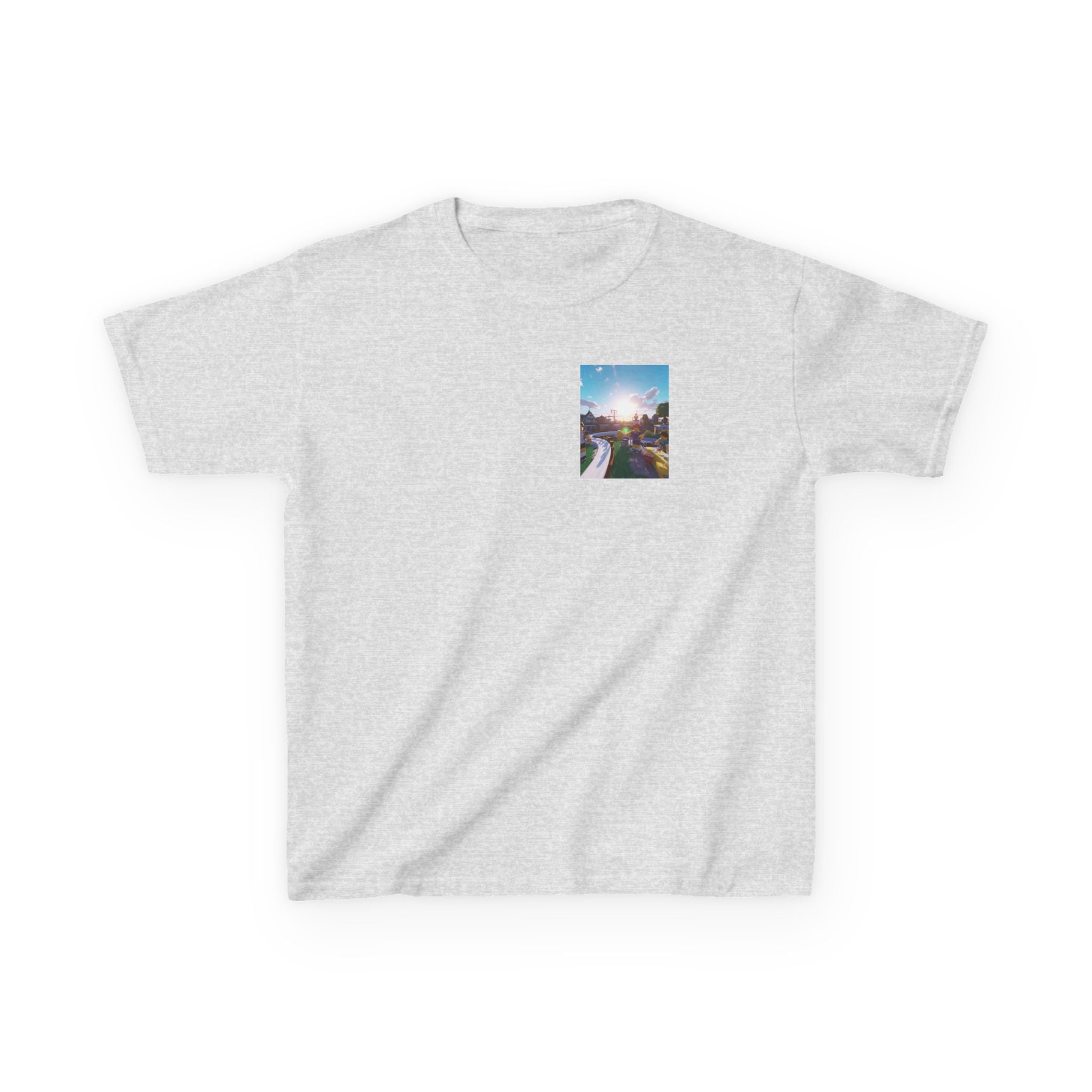 Kids Tee — Colorful Sunset Neighborhood Illustration