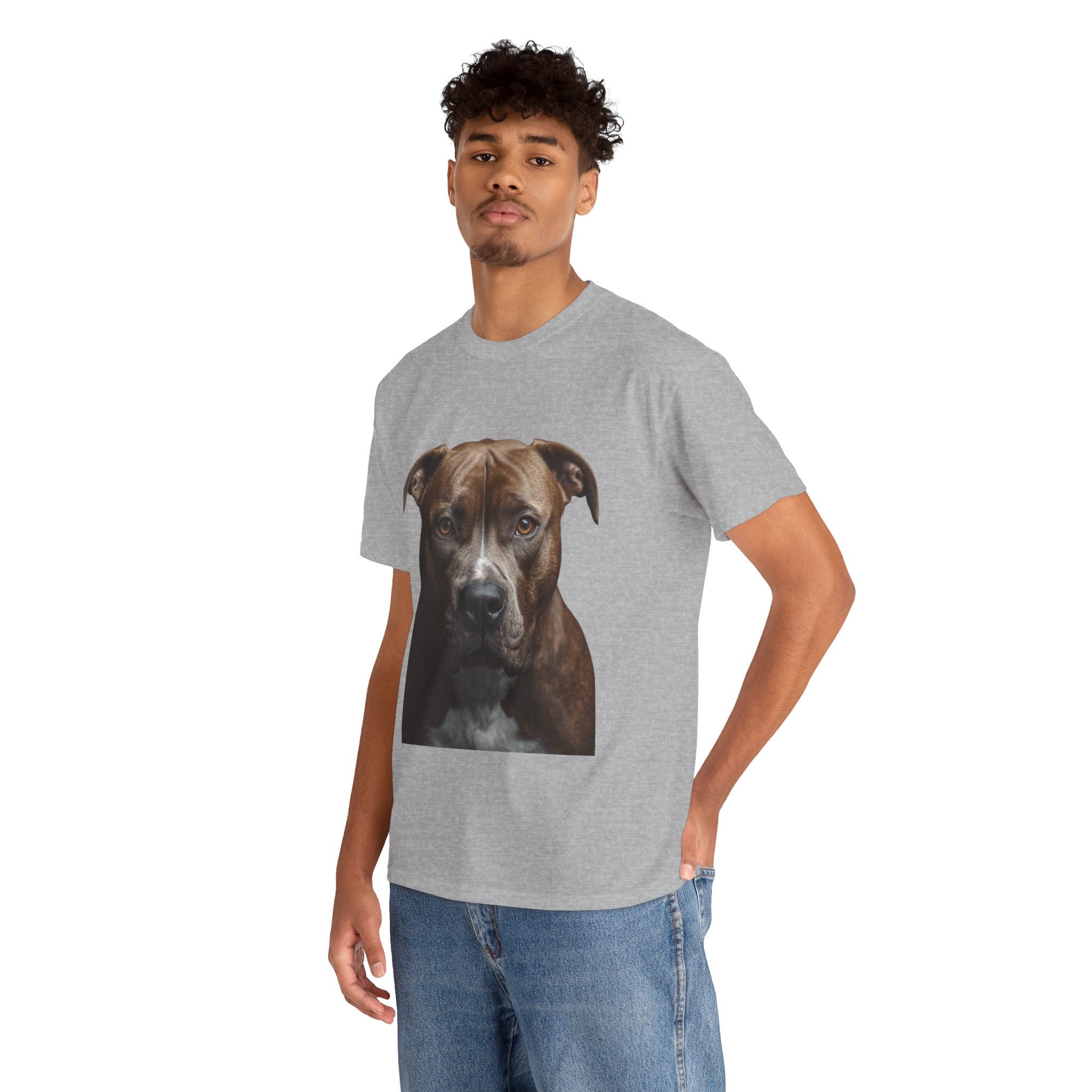 Pit Bull Portrait T-Shirt — Realistic Dog Face Tee for Dog Lovers