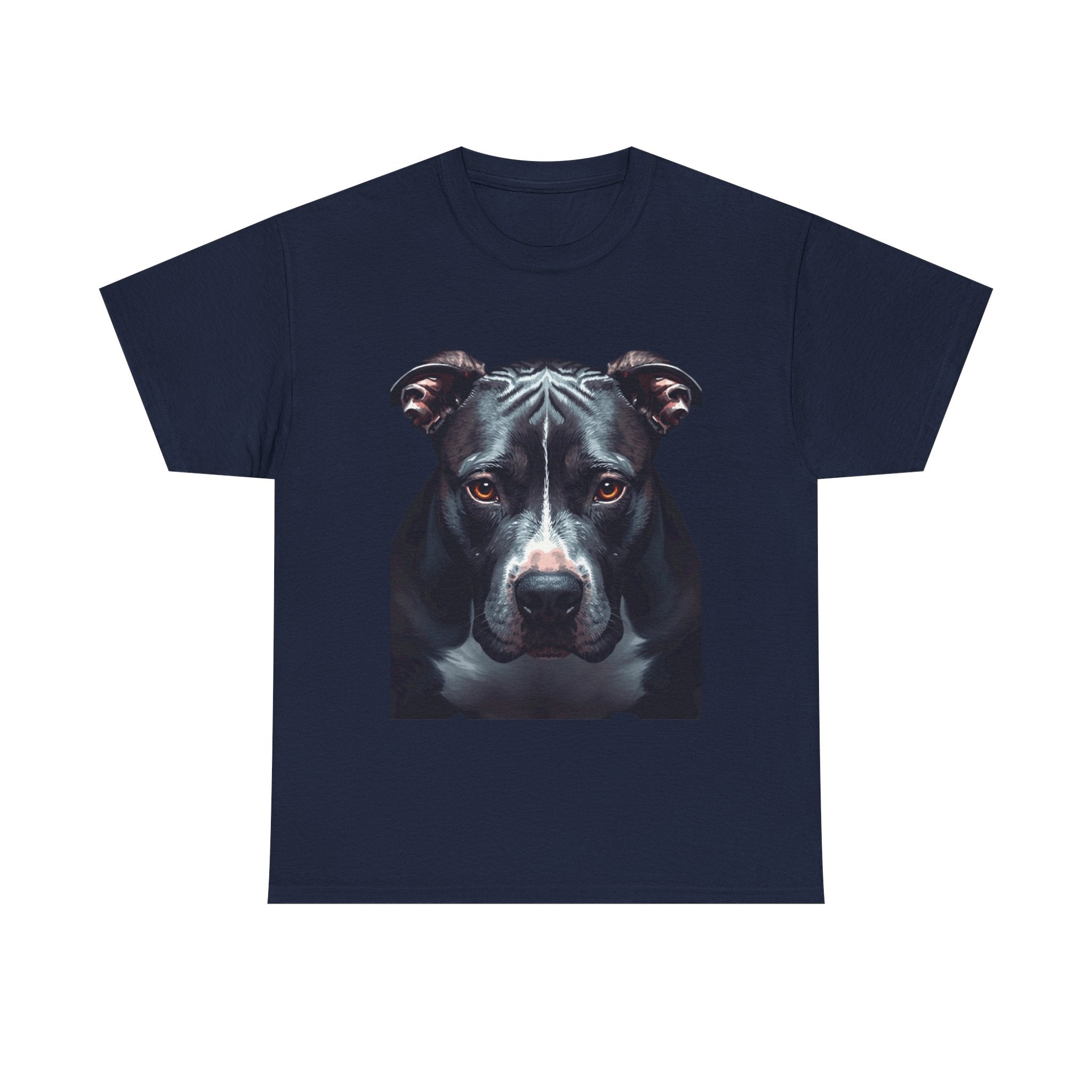 Pitbull Portrait T-Shirt — Realistic Black Dog Face Tee for Dog Lovers