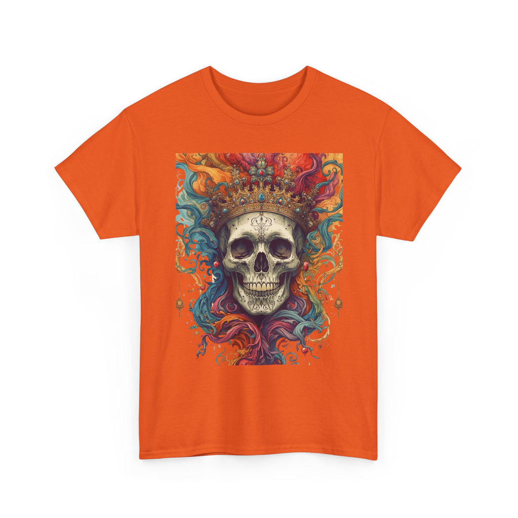 Skull King T-Shirt — Colorful Crowned Skull Graphic Tee for Rock, Gothic & Halloween