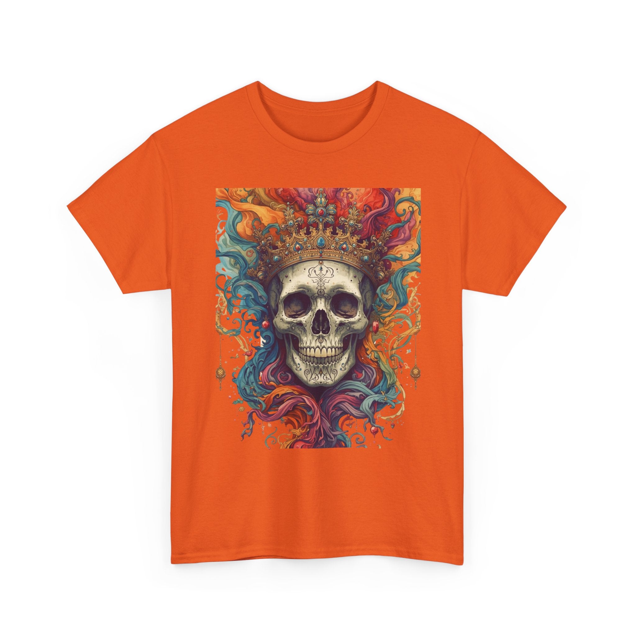 Skull King T-Shirt — Colorful Crowned Skull Graphic Tee for Rock, Gothic & Halloween