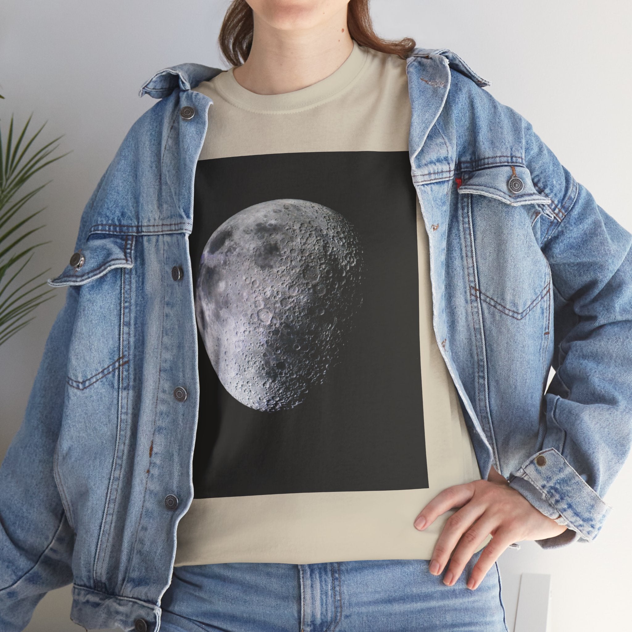 Moon Phase Tee — Realistic Half Moon Graphic T-Shirt