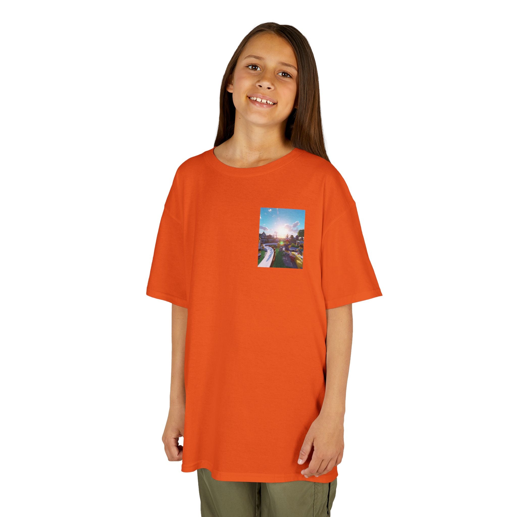 Kids Tee — Colorful Sunset Neighborhood Illustration