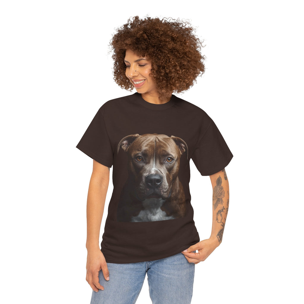 Pit Bull Portrait T-Shirt — Realistic Dog Face Tee for Dog Lovers