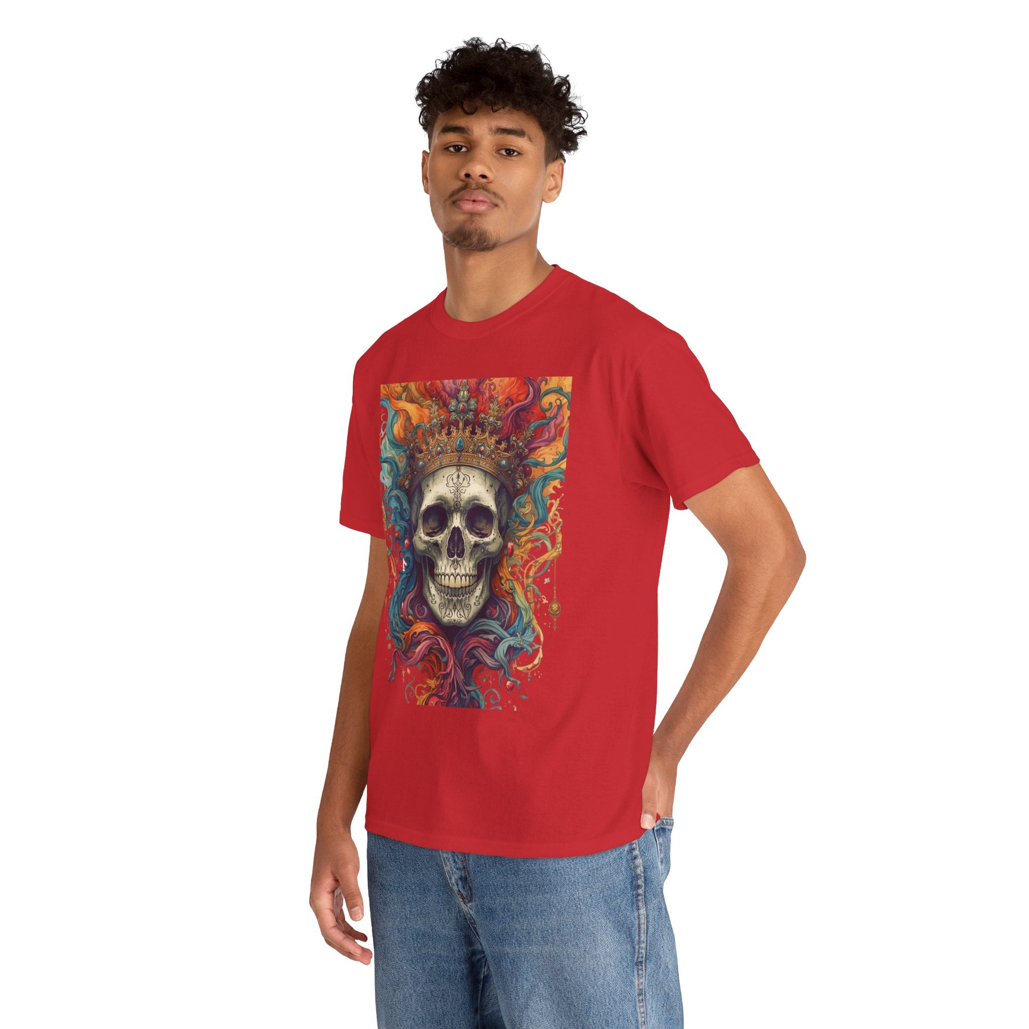 Skull King T-Shirt — Colorful Crowned Skull Graphic Tee for Rock, Gothic & Halloween