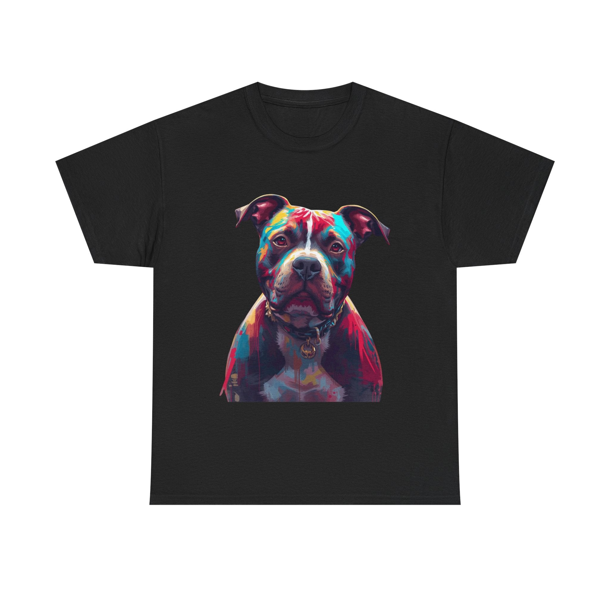 Colorful Pitbull Portrait T-Shirt — Vibrant Dog Lover Tee