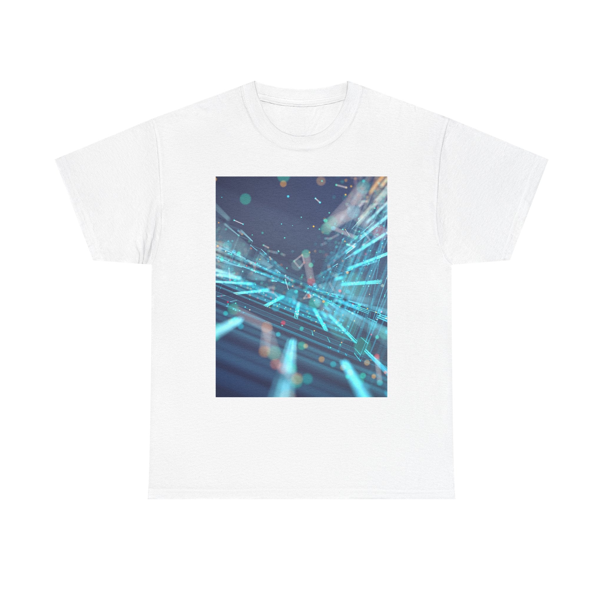 Cyber Grid Tee — Futuristic Neon Tech Graphic T-Shirt