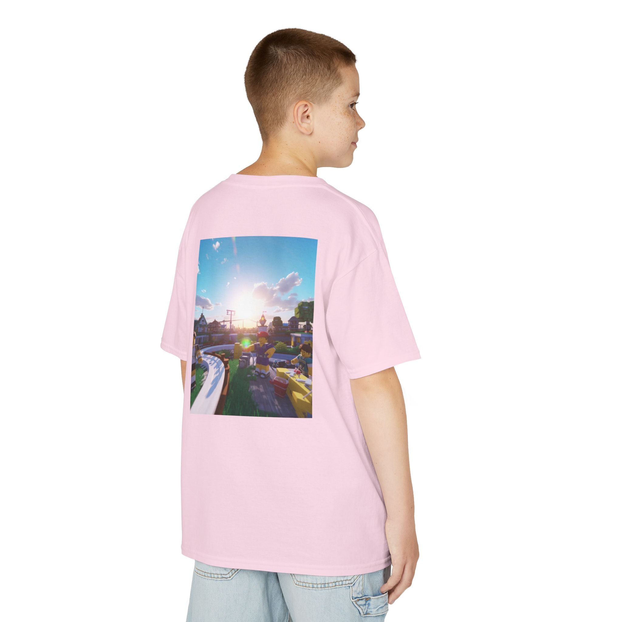 Kids Tee — Colorful Sunset Neighborhood Illustration