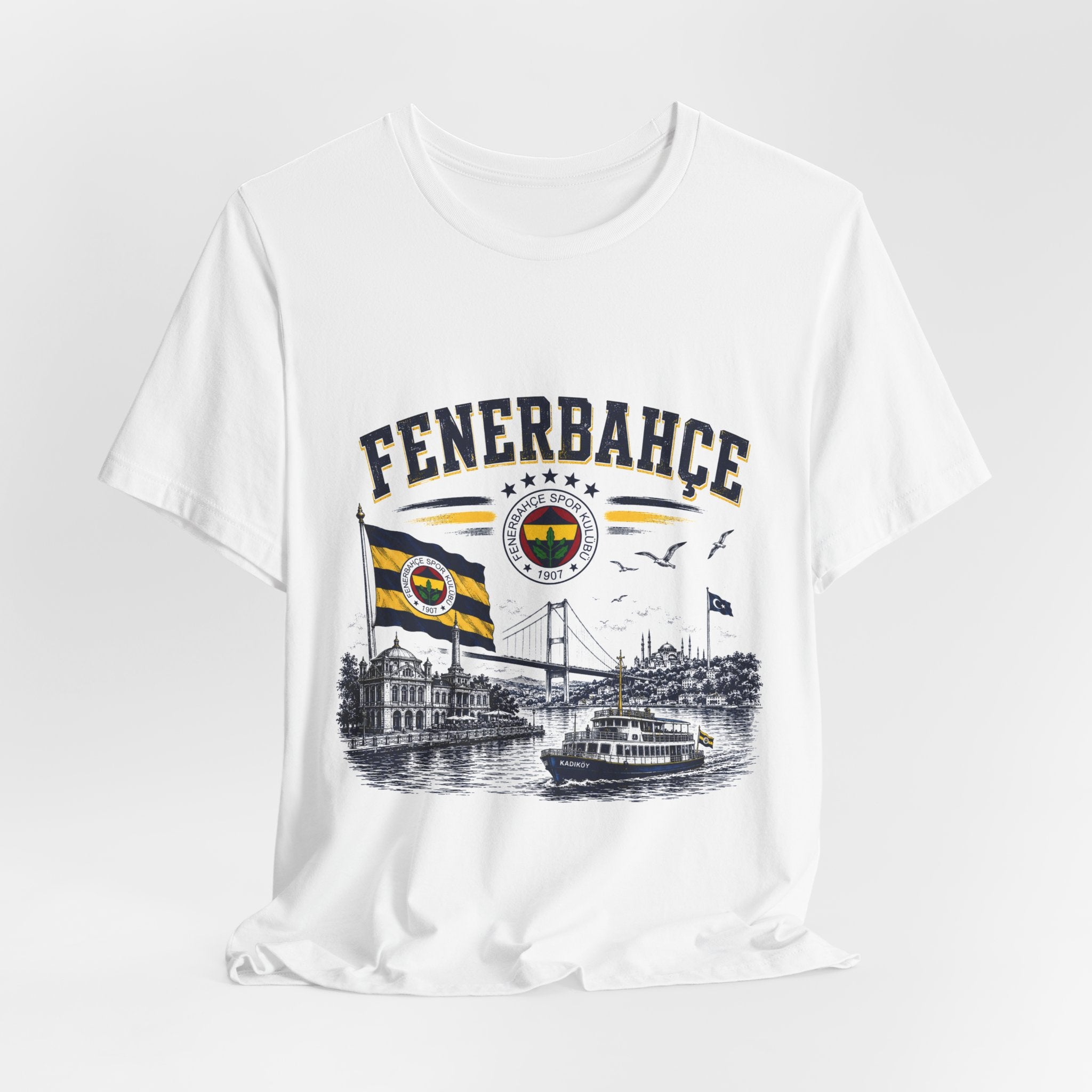 Fenerbahçe Istanbul Scenic T-Shirt — Bosphorus Ferry & Flag Design