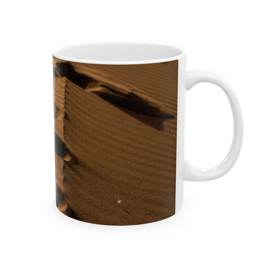 Desert Footprints Ceramic Mug – Sand Dune Photography Coffee Cup (11oz & 15oz)