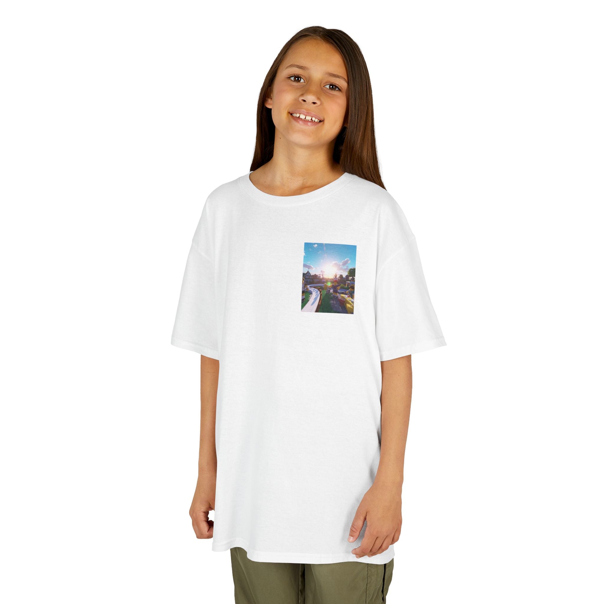 Kids Tee — Colorful Sunset Neighborhood Illustration