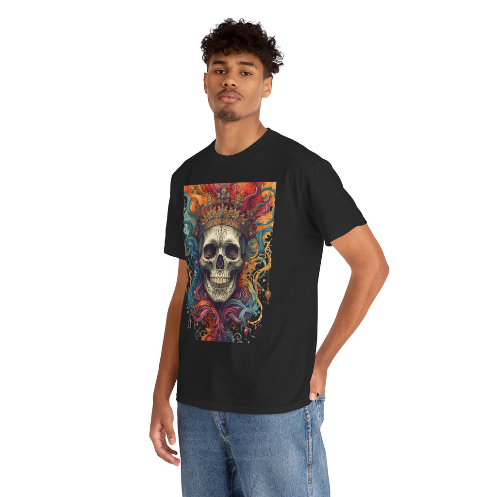 Skull King T-Shirt — Colorful Crowned Skull Graphic Tee for Rock, Gothic & Halloween