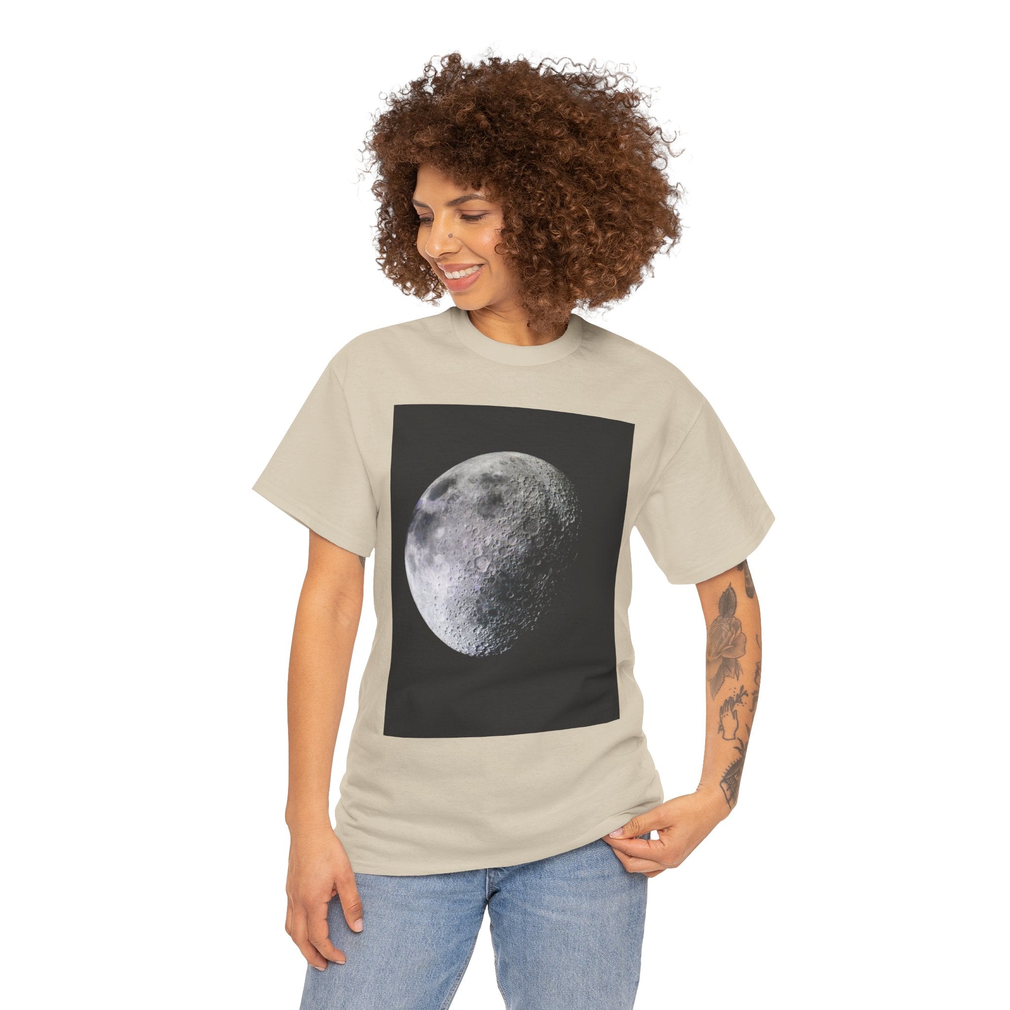 Moon Phase Tee — Realistic Half Moon Graphic T-Shirt