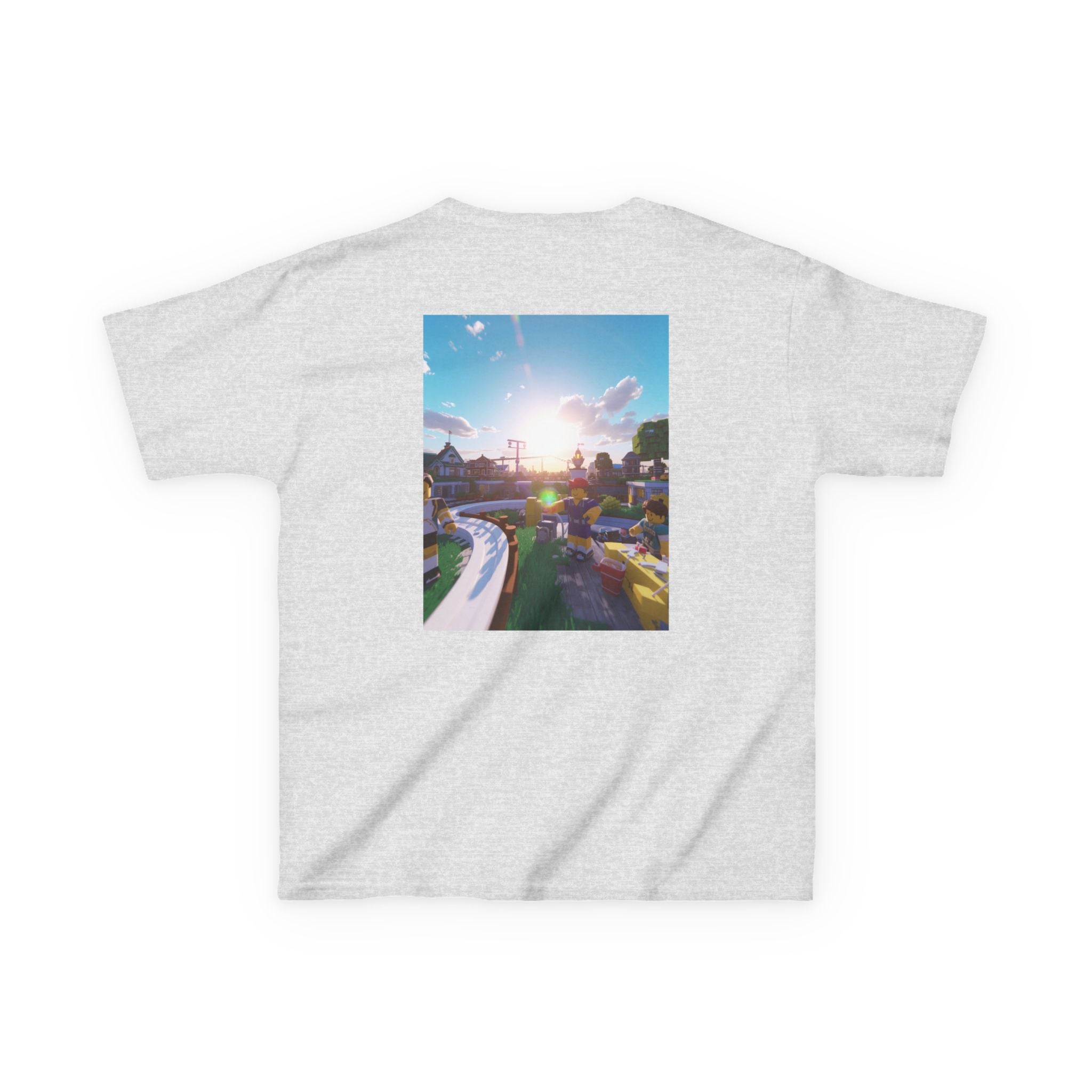 Kids Tee — Colorful Sunset Neighborhood Illustration