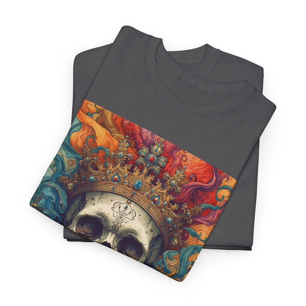 Skull King T-Shirt — Colorful Crowned Skull Graphic Tee for Rock, Gothic & Halloween