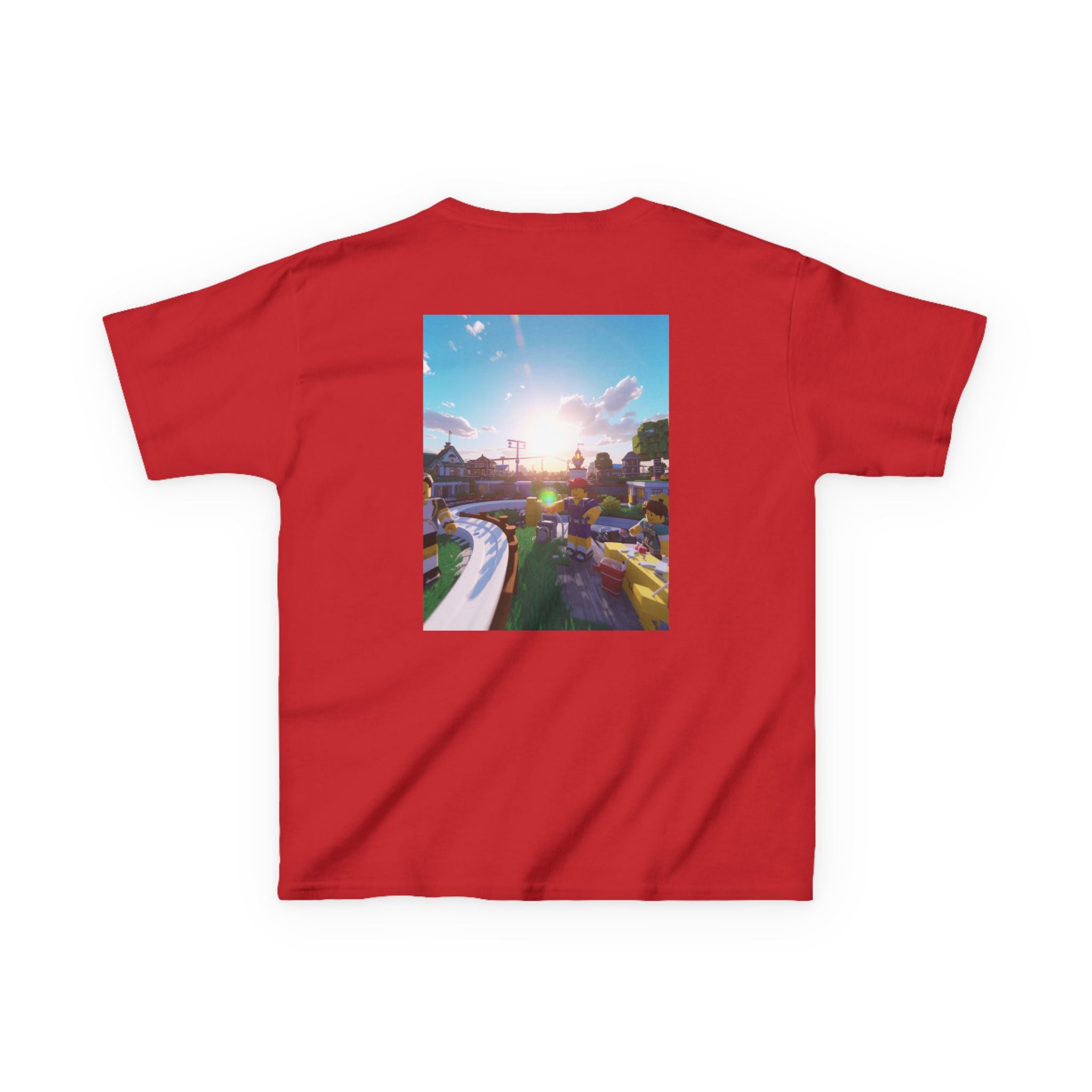 Kids Tee — Colorful Sunset Neighborhood Illustration
