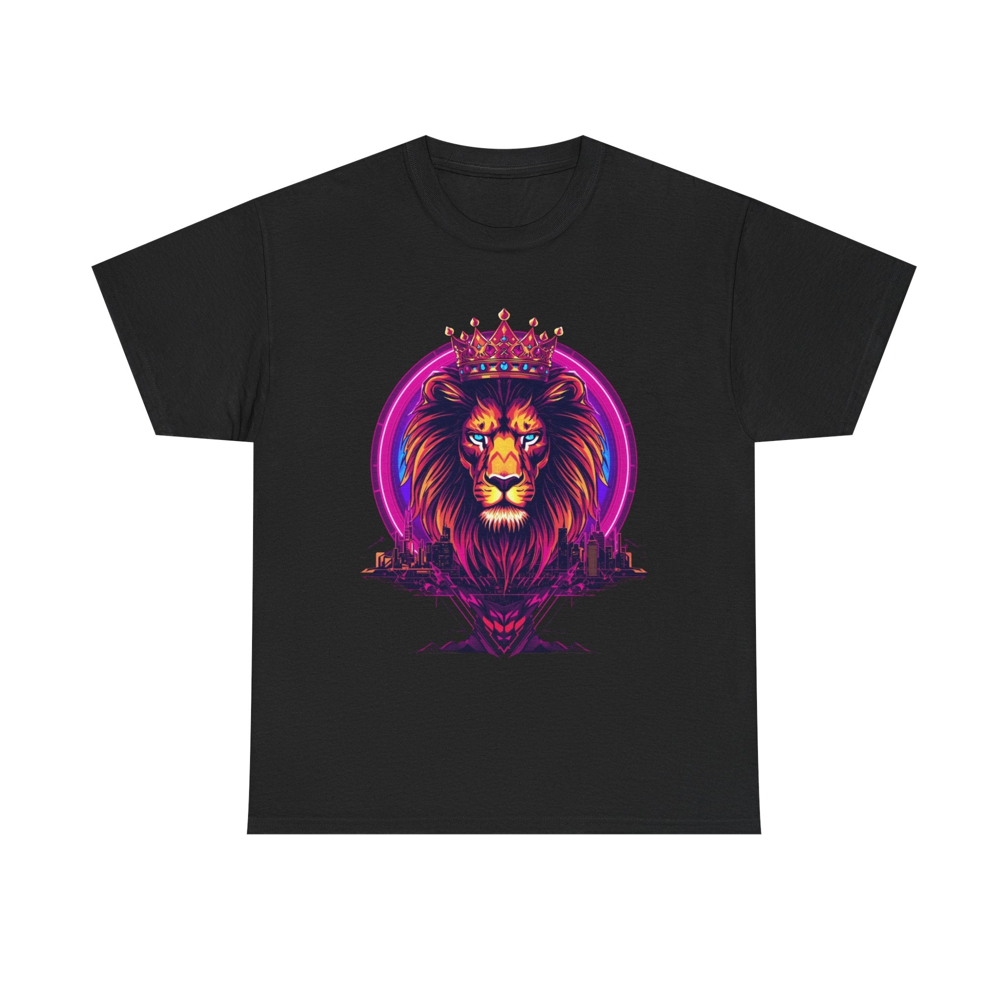 Lion King Crown T-Shirt — Vibrant Neon Lion Graphic Tee